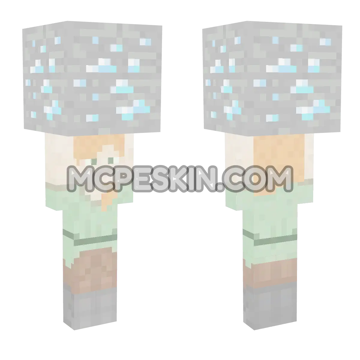 Alex Holding Block 4D Minecraft Bedrock skin