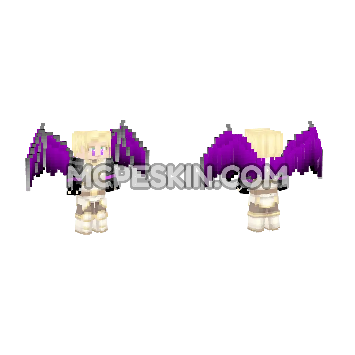 Alistair Solis with Purple Demon Wings 4D Minecraft Bedrock skin