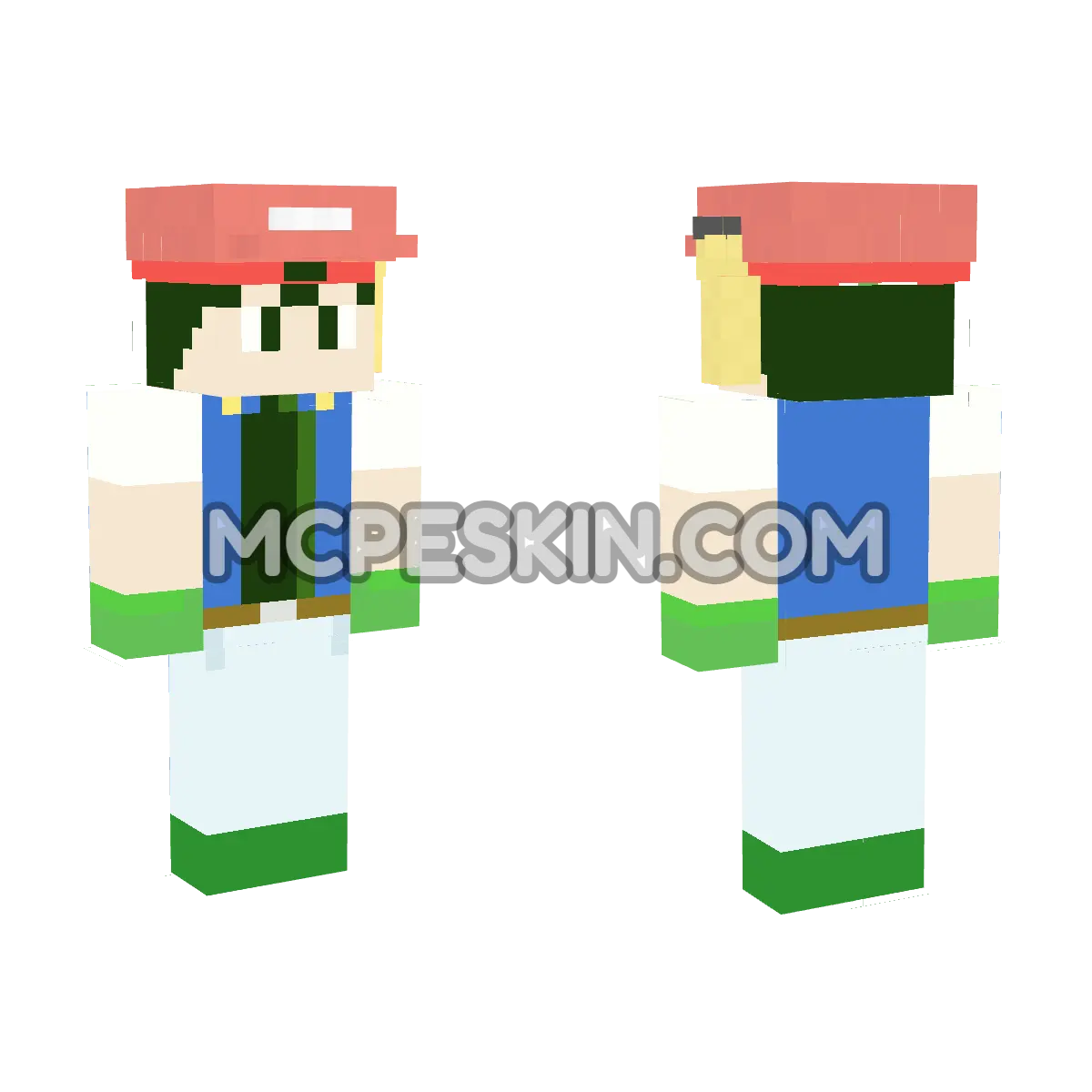 Ash Ketchum Cap 4D Minecraft Bedrock skin