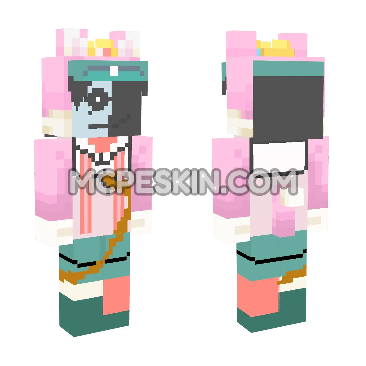 Bloody Pajamas with Kitty Suit Ears & Tail 4D Minecraft Bedrock skin