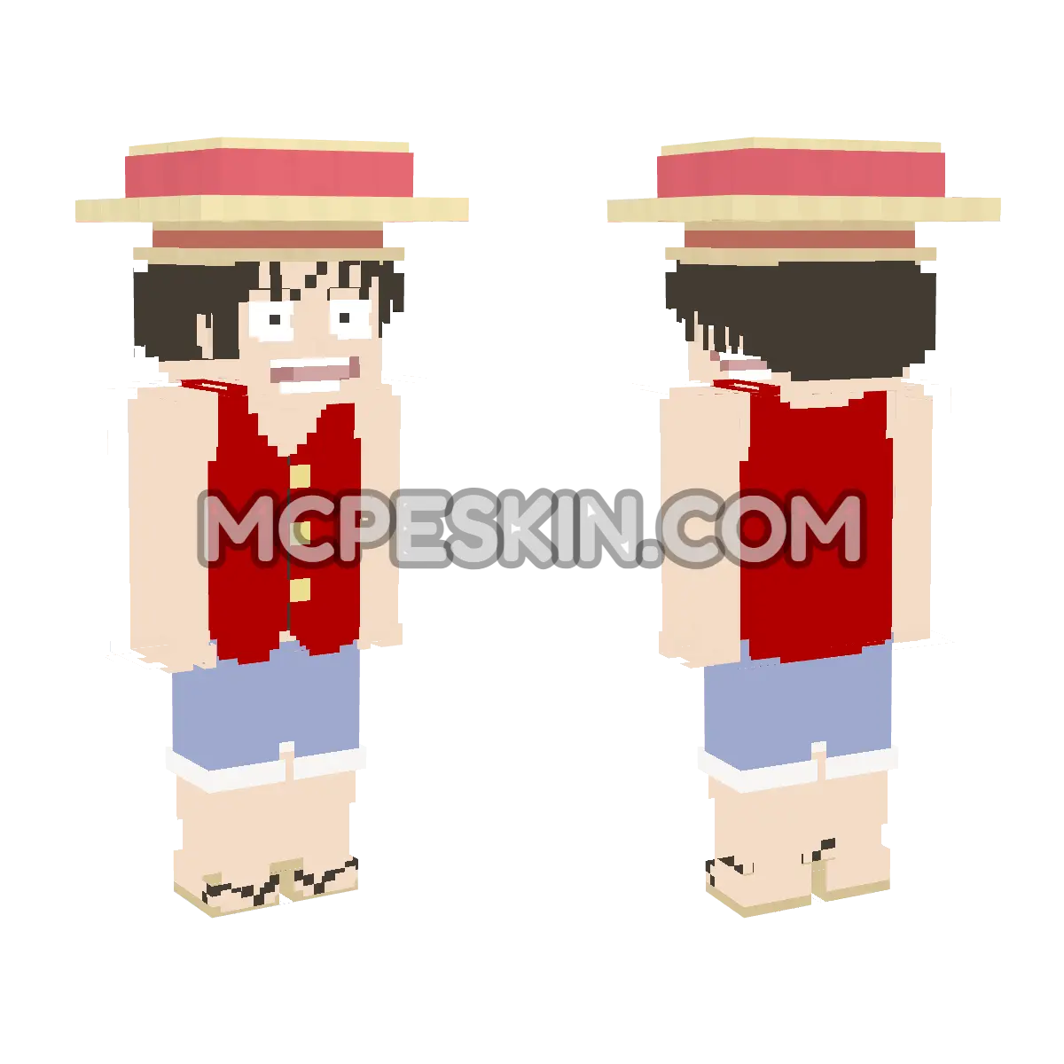 Blue Luffy Straw Hat 4D Minecraft Bedrock skin