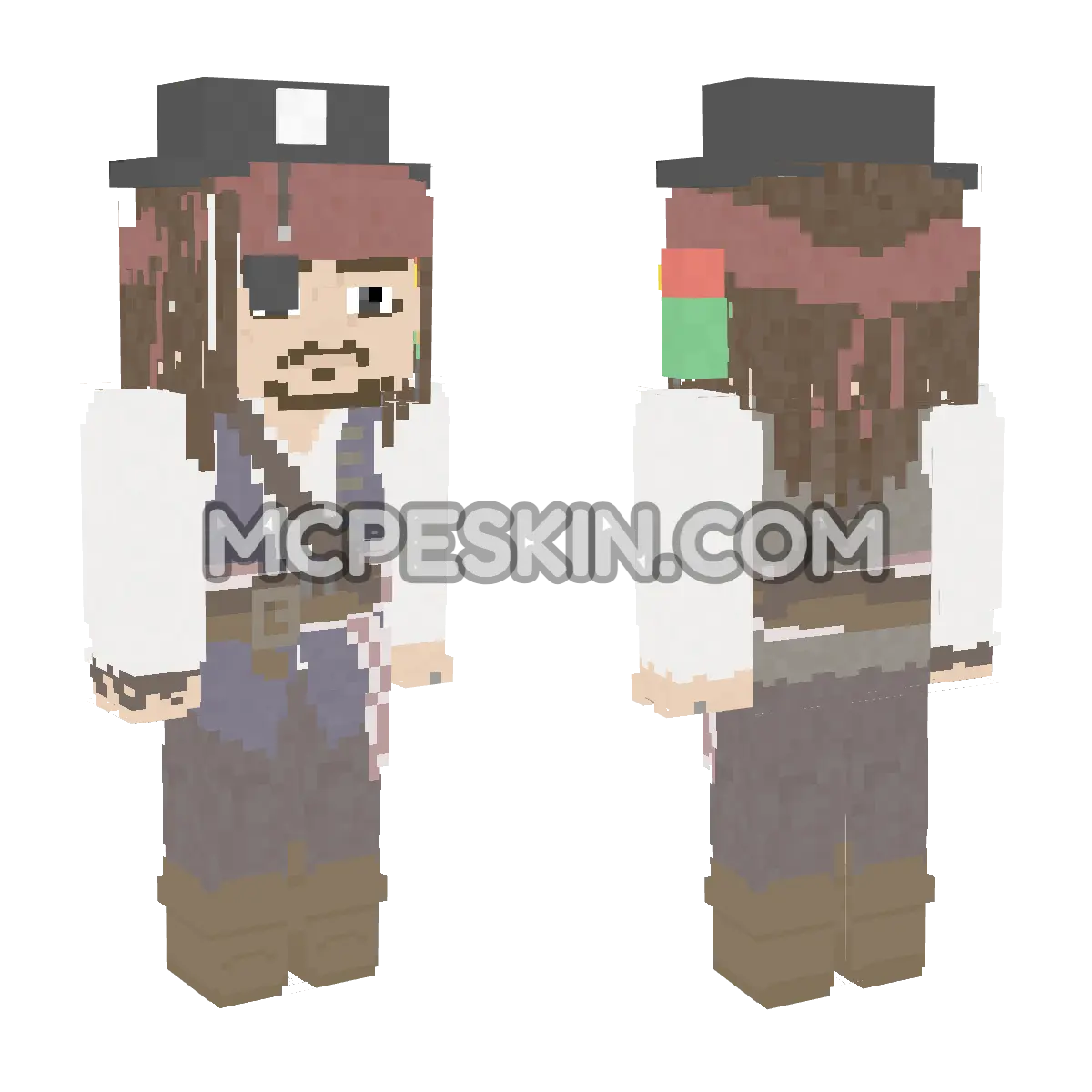 Captain Jack Sparrow Pirate 4D Minecraft Bedrock skin