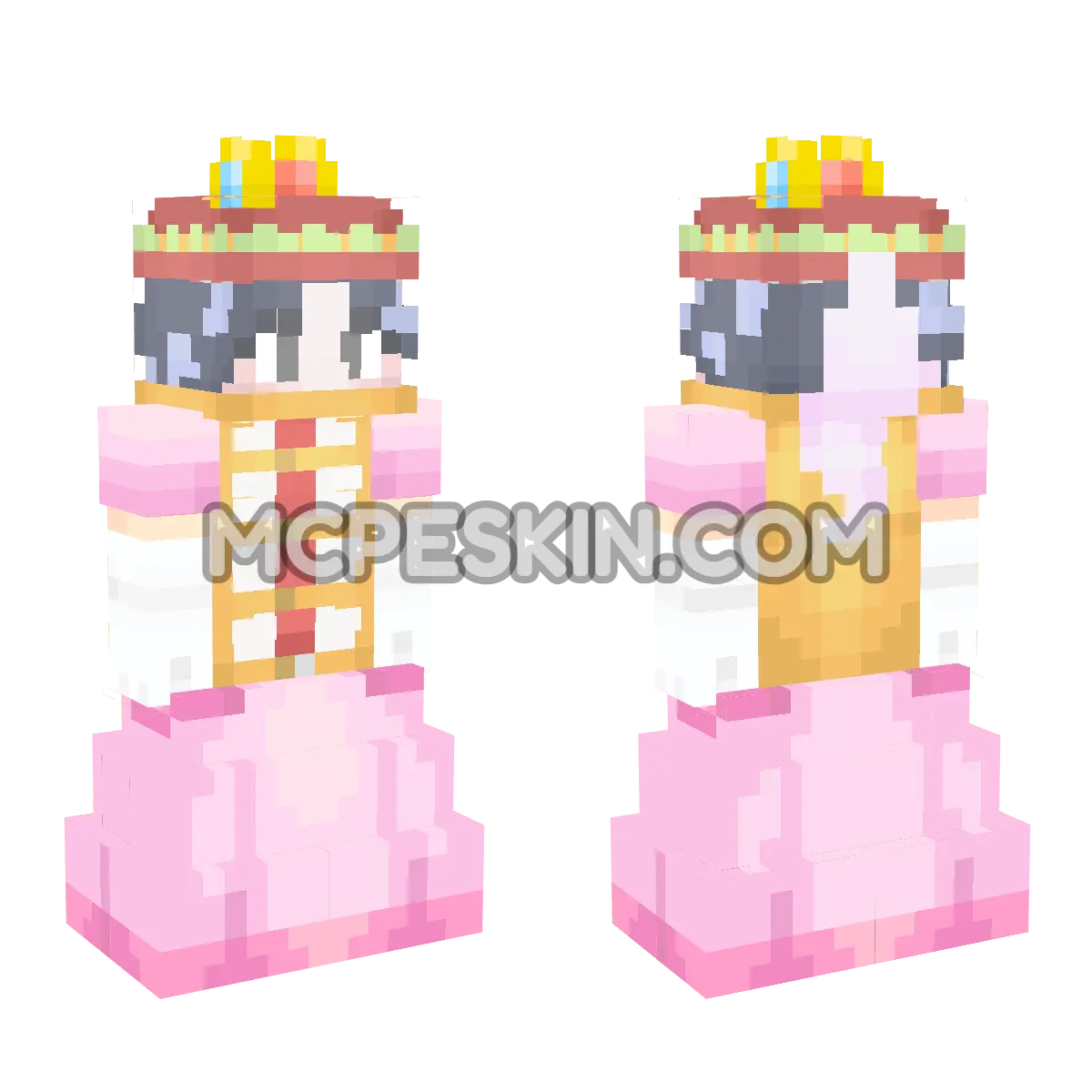 Charlotte Perospero with Pink Princess Dress & Crown 4D Minecraft Bedrock skin