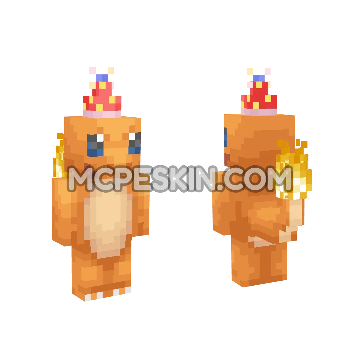 Charmander (Party Hat) 4D Minecraft Bedrock skin