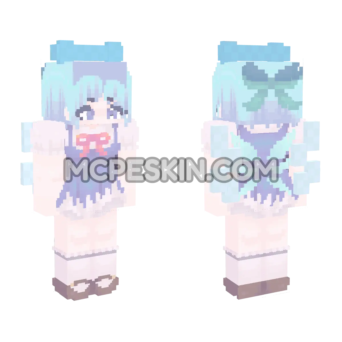 Cirno Touhou Project Green 4D Minecraft Bedrock skin
