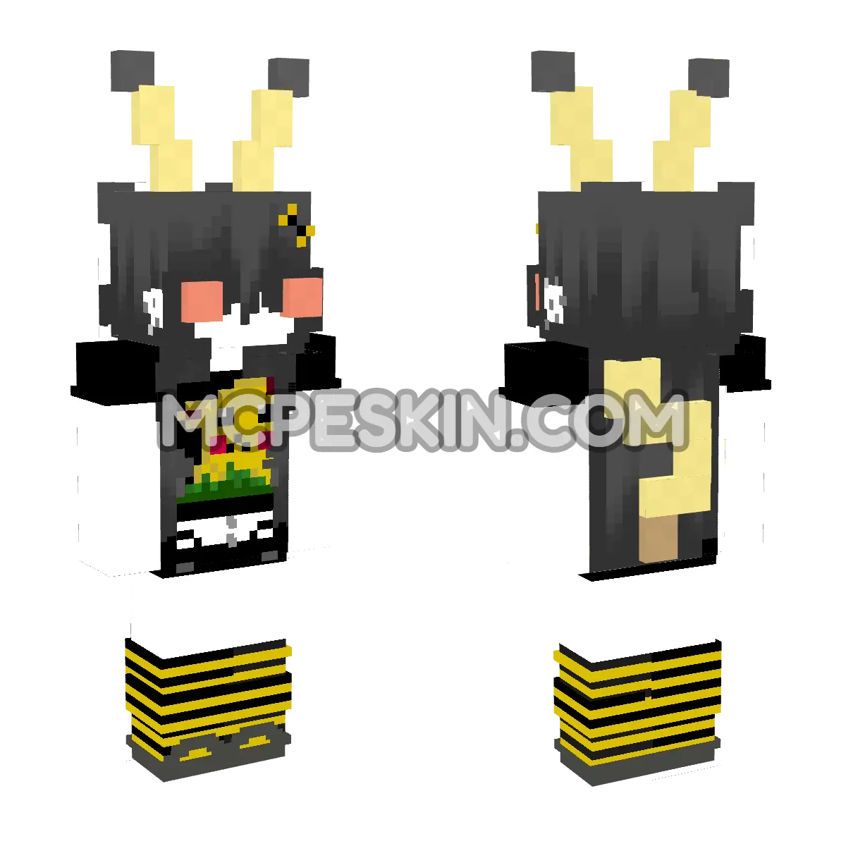 Custom Pikachu Egirl 4D Minecraft Bedrock skin