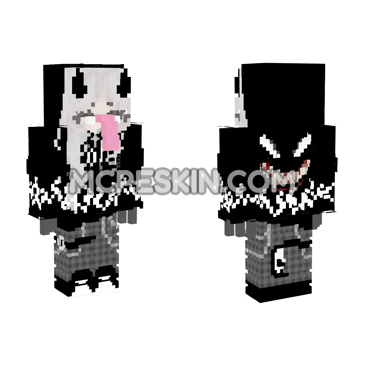 Cute Emo Venom 4D Minecraft Bedrock skin
