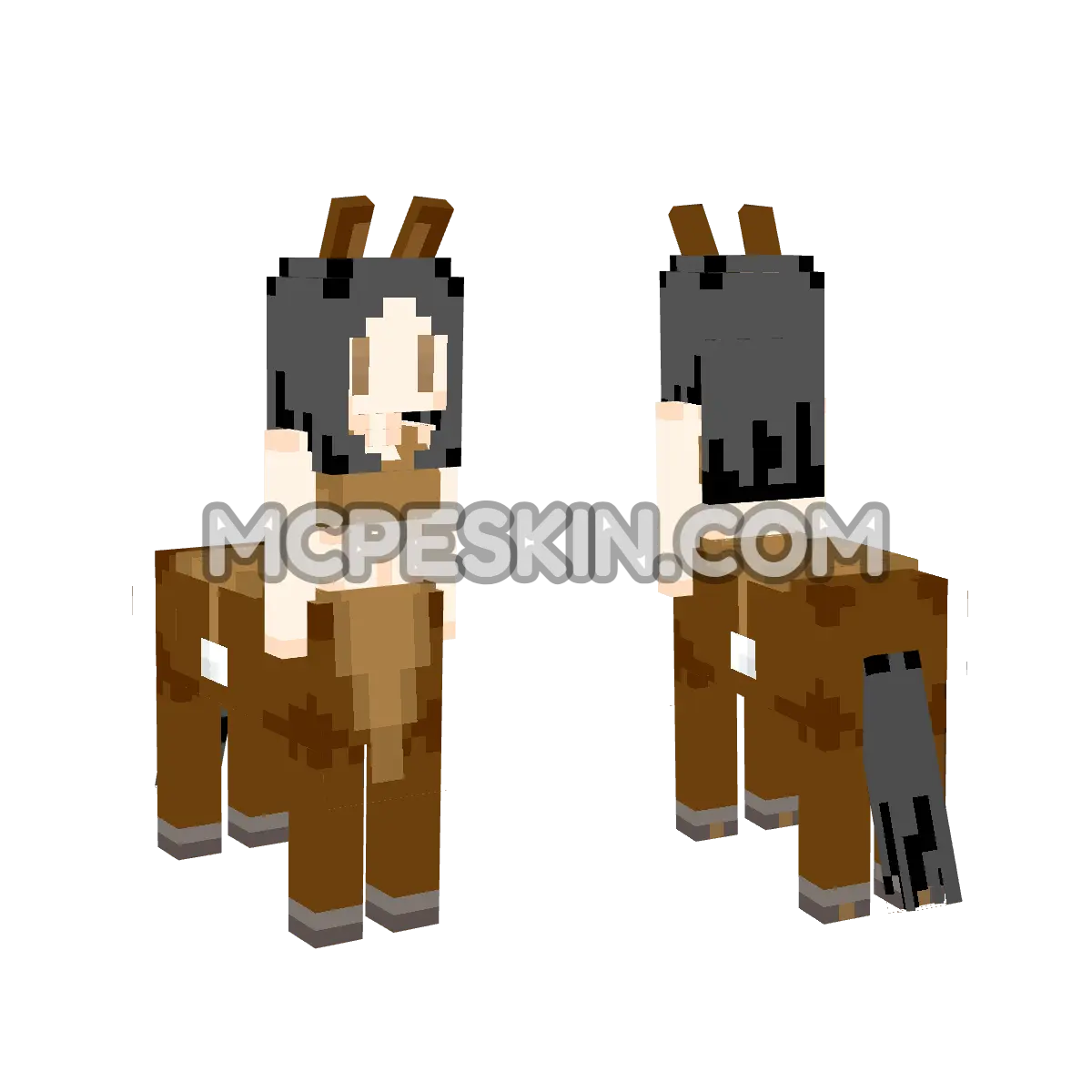CuteMob Horse Darkbrown 4D Minecraft Bedrock skin