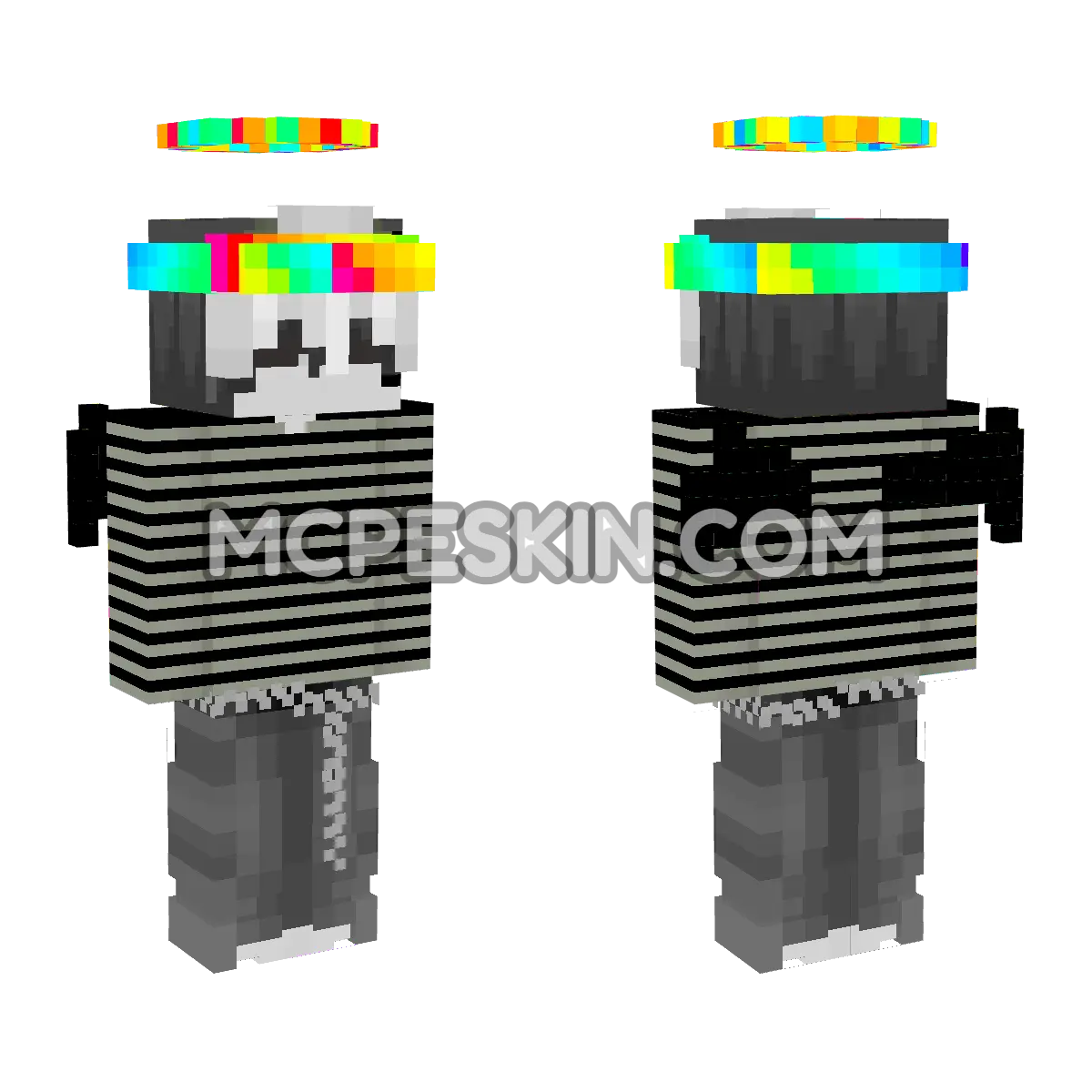 Dark Goggled Adventurer with Rainbow Halo 4D Minecraft Bedrock skin
