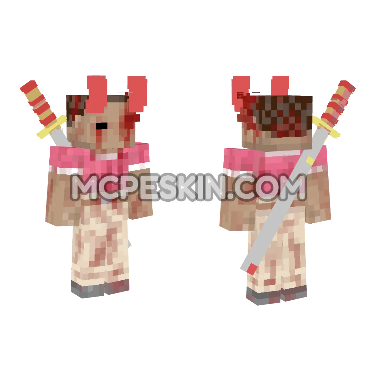 Dark Zuri with Red Demon Mask 4D Minecraft Bedrock skin
