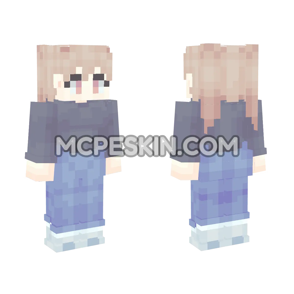 DDLC: Female protagonist (casual)  4D Minecraft Bedrock skin