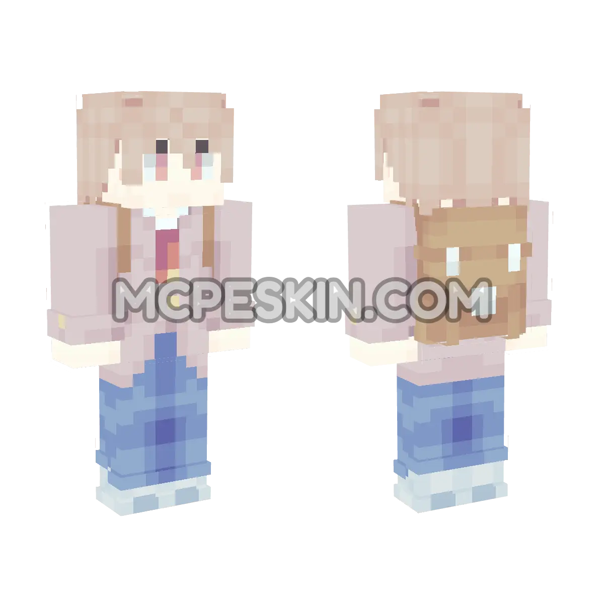 DDLC: Male protagonist (backpack)  4D Minecraft Bedrock skin