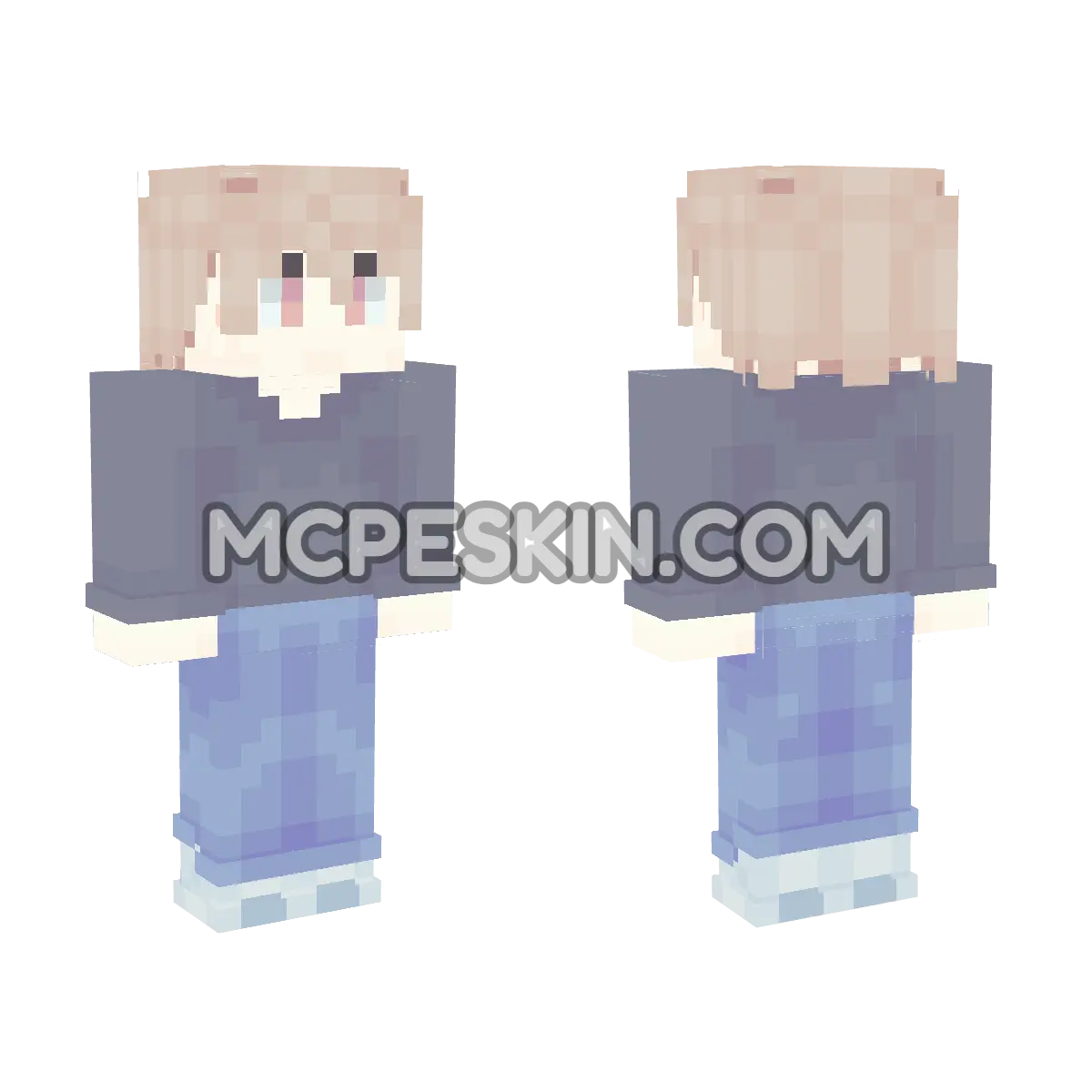 DDLC: Male protagonist (casual)  4D Minecraft Bedrock skin