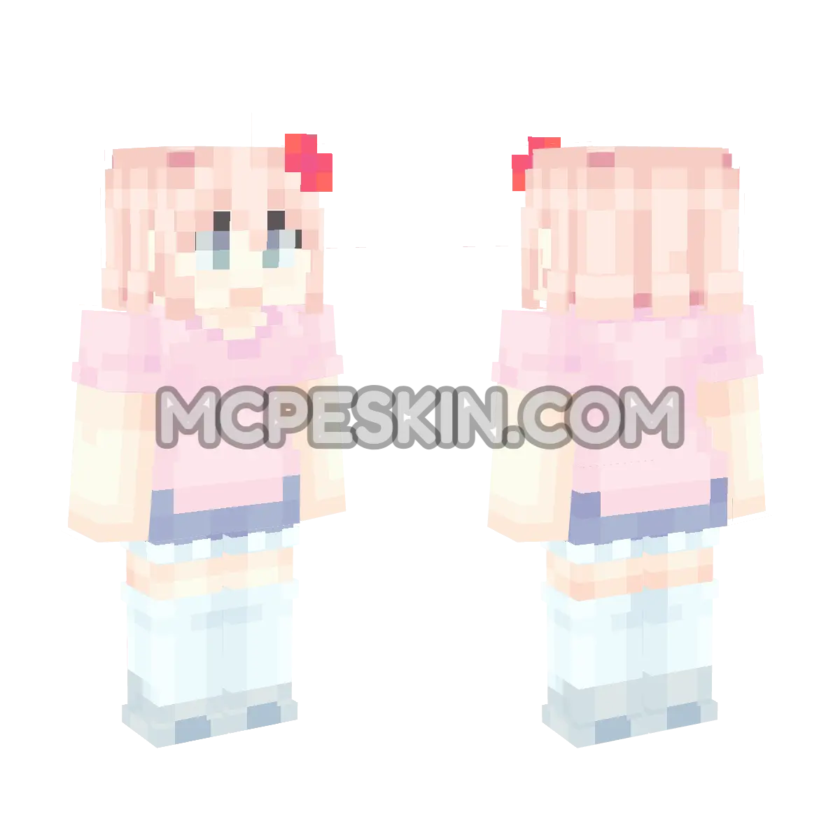 DDLC: Sayori (casual)  4D Minecraft Bedrock skin