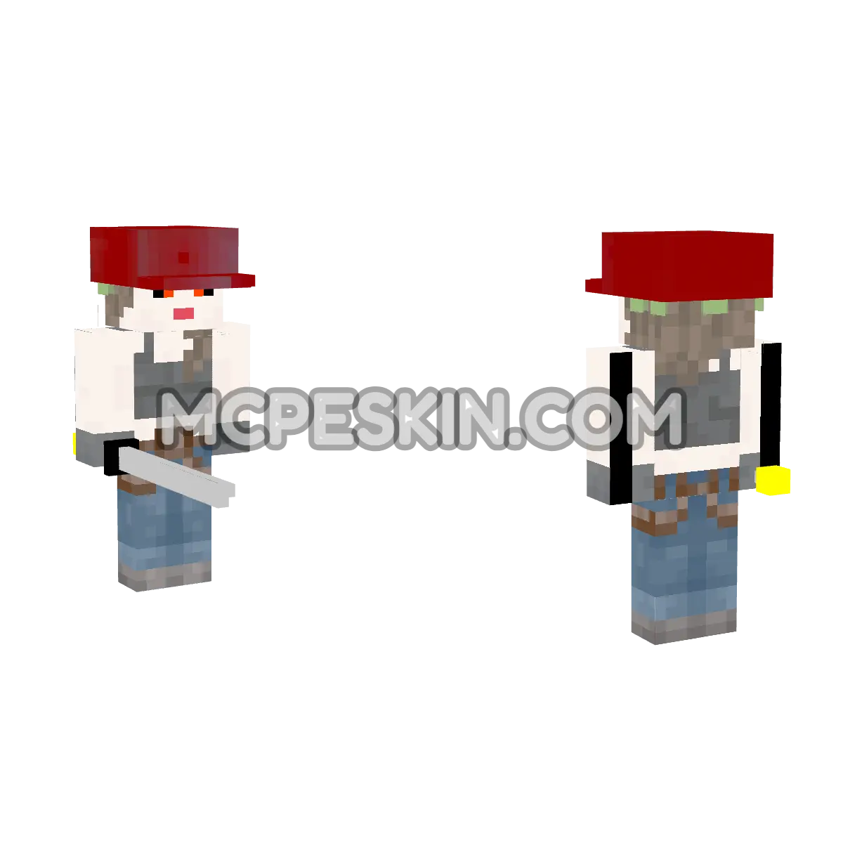Divrus Jacketless with Red Beret 4D Minecraft Bedrock skin