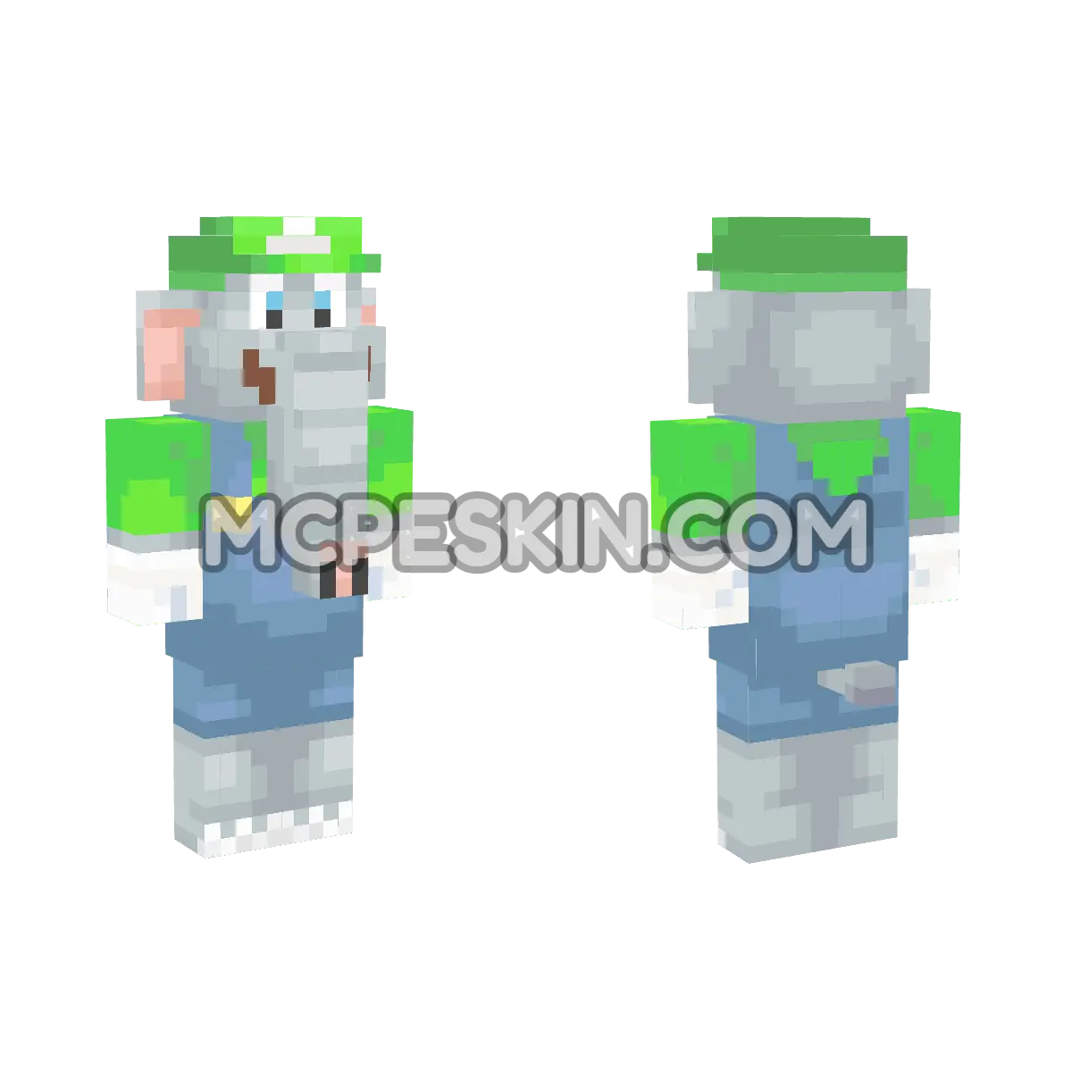 Elephant Luigi 4D Minecraft Bedrock skin