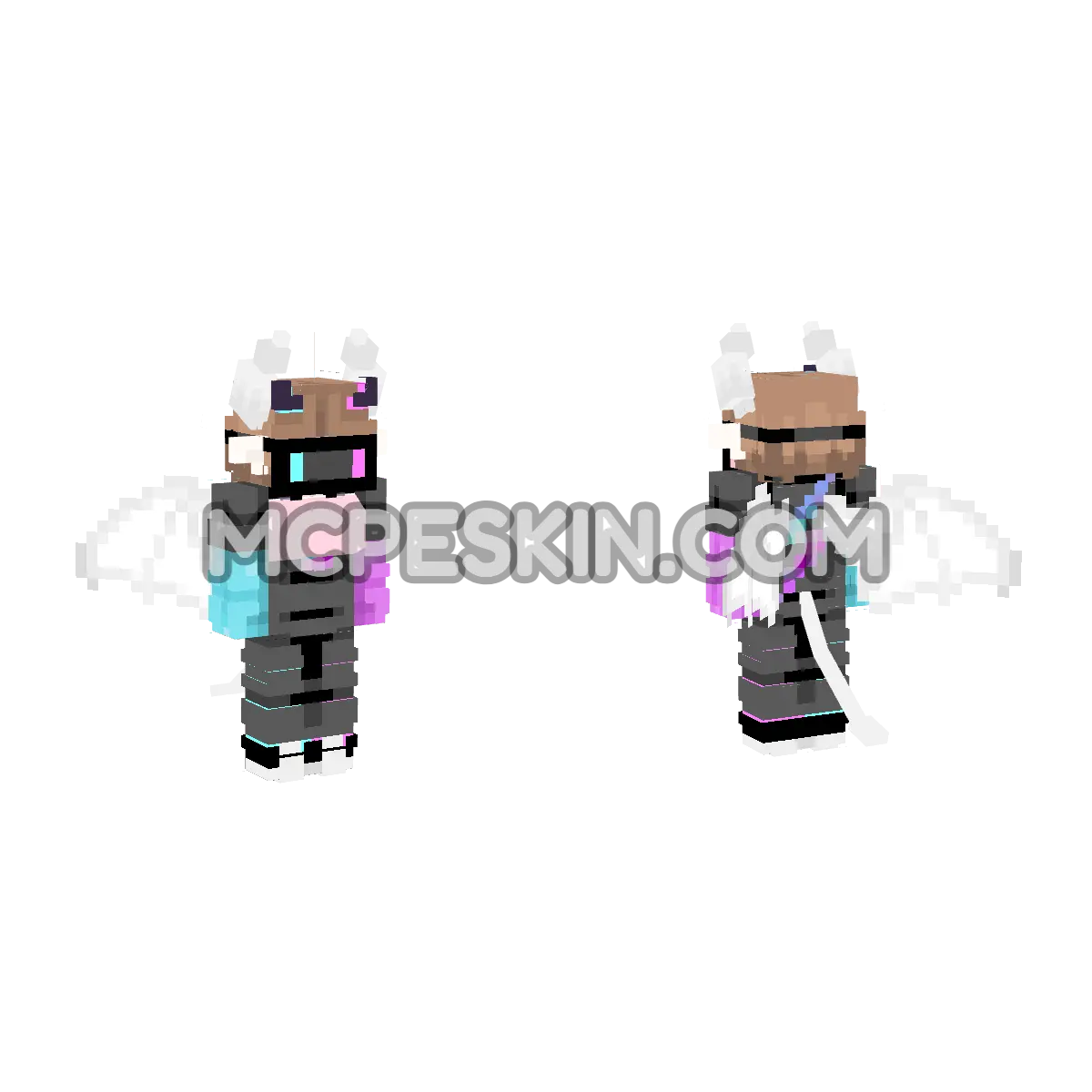 Ender Boy with White Demon Wings & Tail 4D Minecraft Bedrock skin