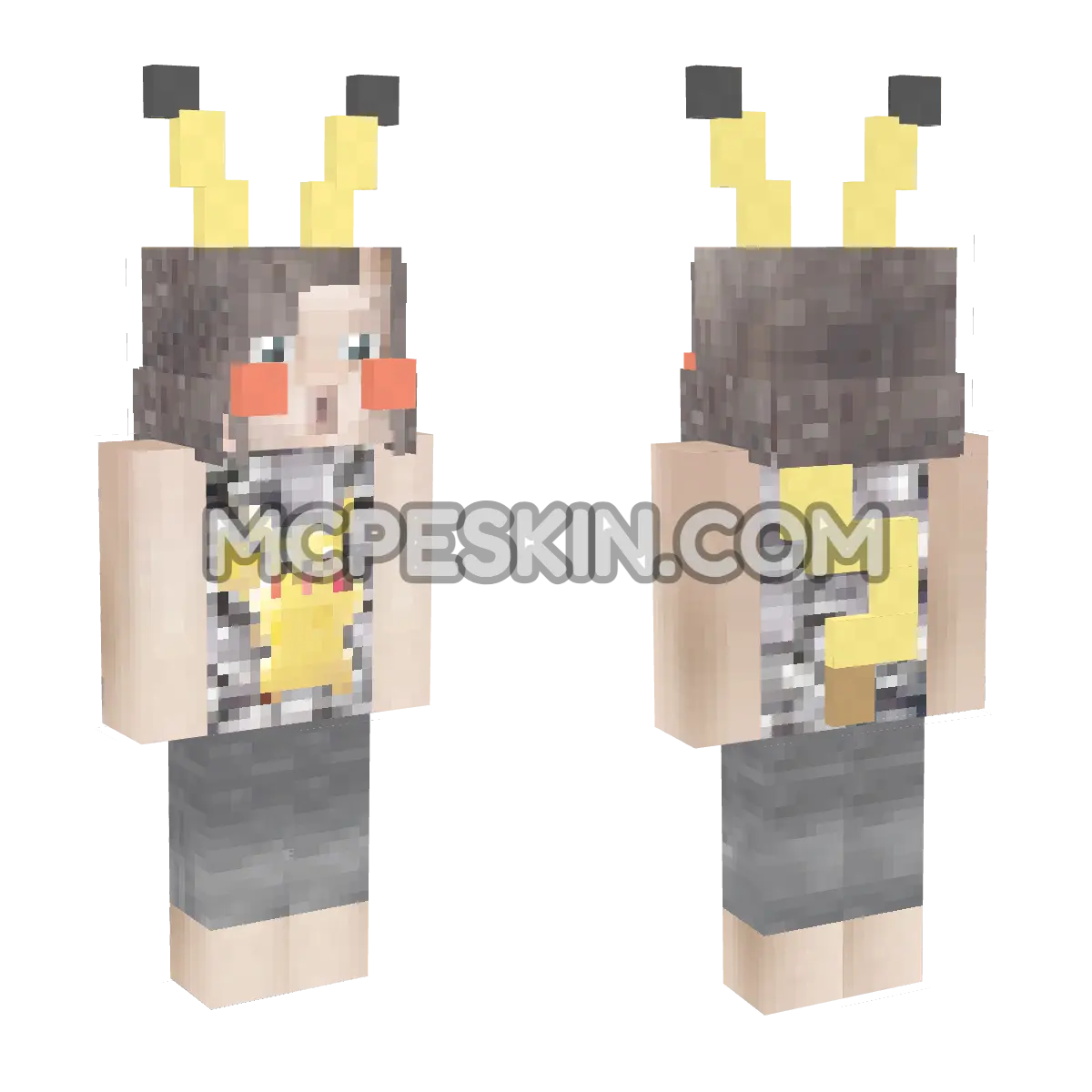 Girl Pikachu 4D Minecraft Bedrock skin