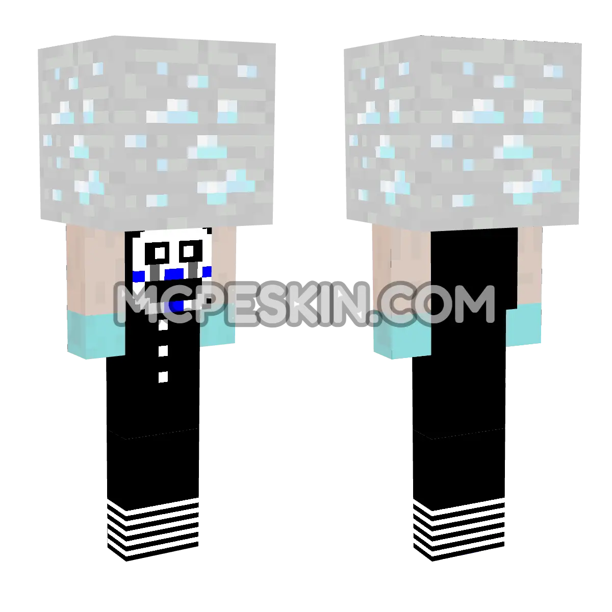 Gray Puppet with Diamond Ore Overhead 4D Minecraft Bedrock skin