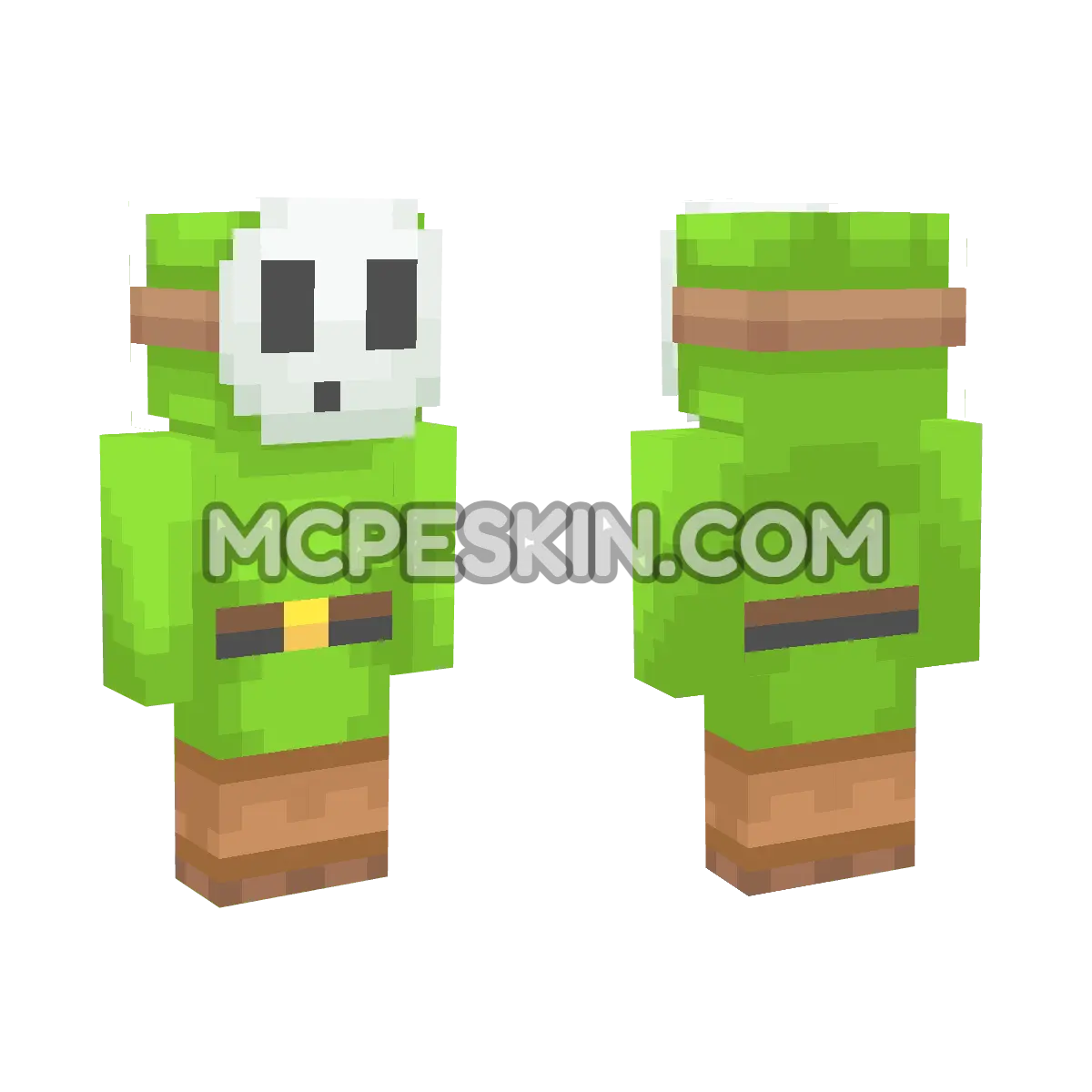 Green Shy Guy 4D Minecraft Bedrock skin