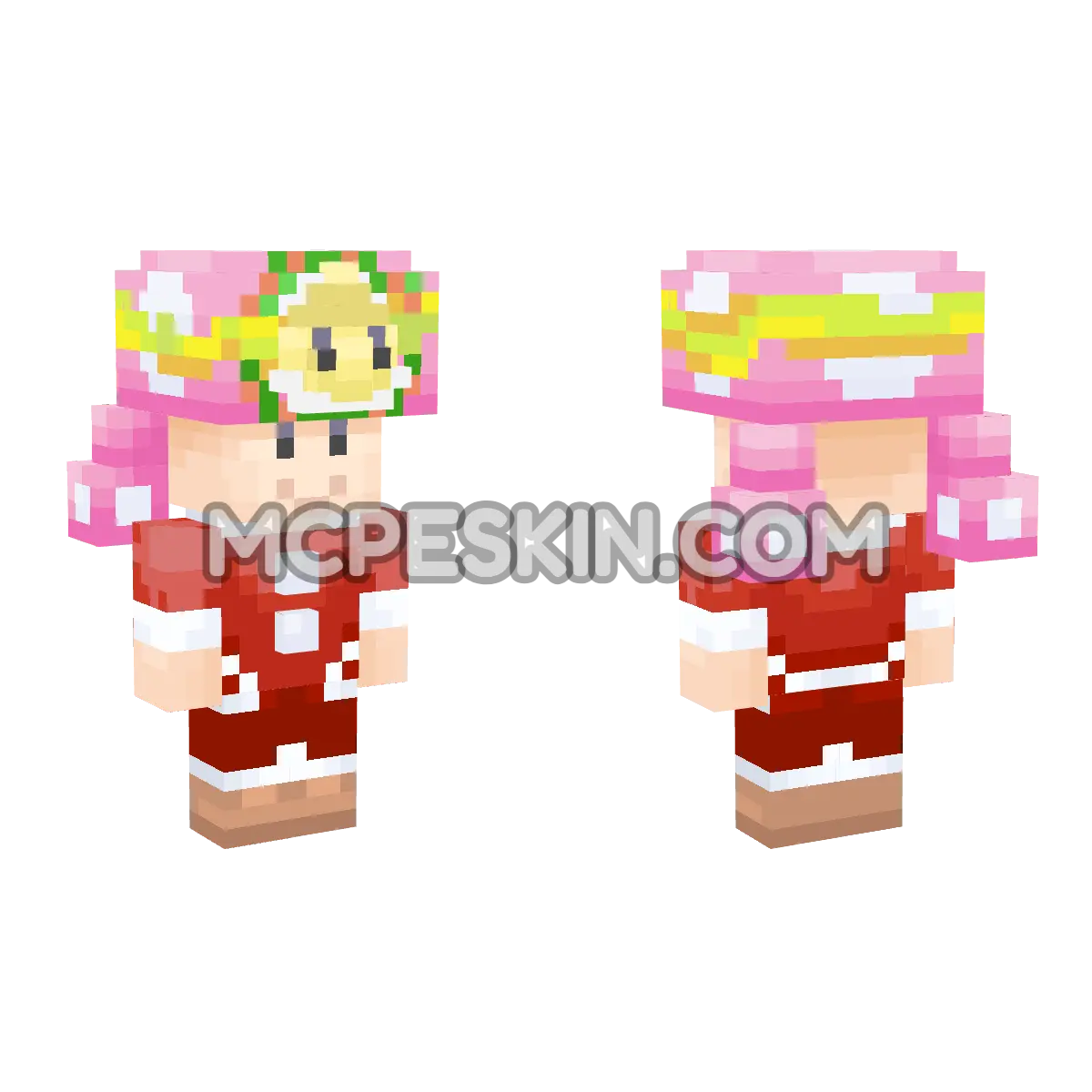 Holiday Toadette 4D Minecraft Bedrock skin
