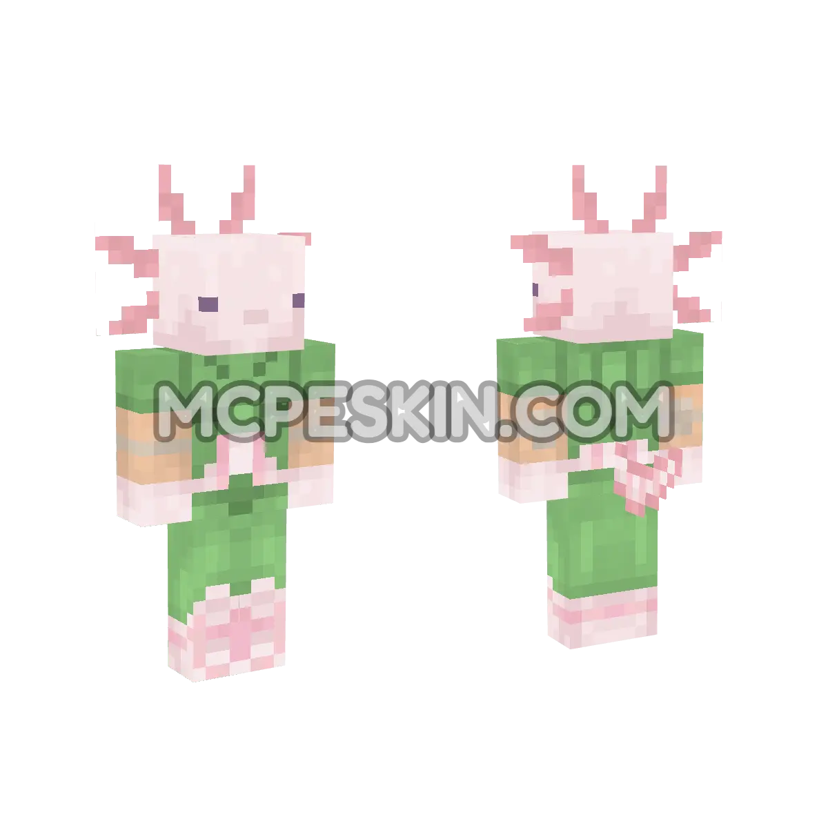 Humanoid Axolotl 4D Minecraft Bedrock skin