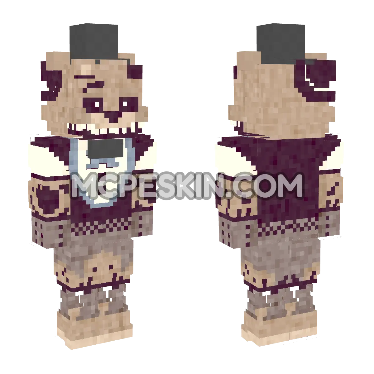 Ignited Freddy Fazbear 4D Minecraft Bedrock skin