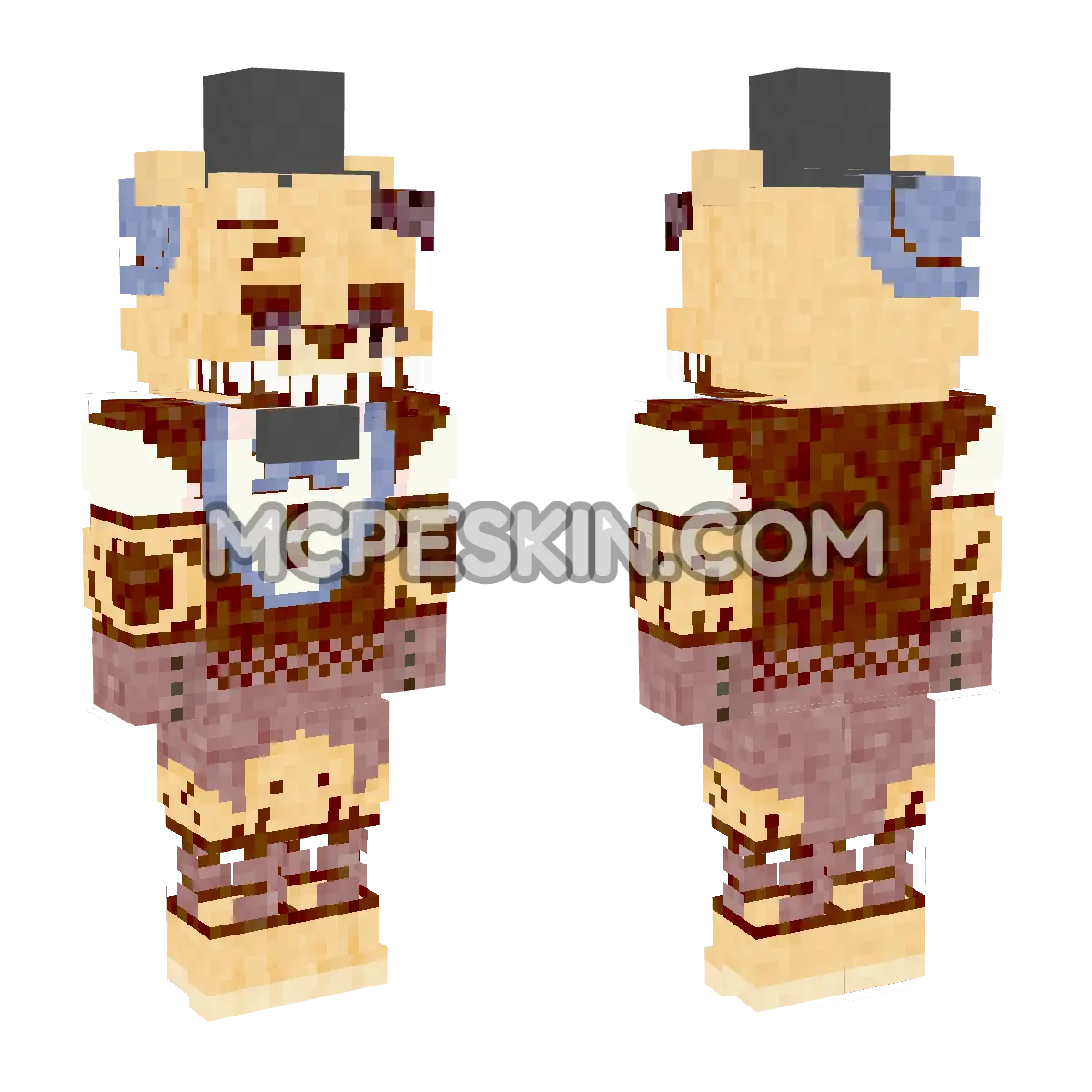Ignited Golden Freddy Fazbear 4D Minecraft Bedrock skin