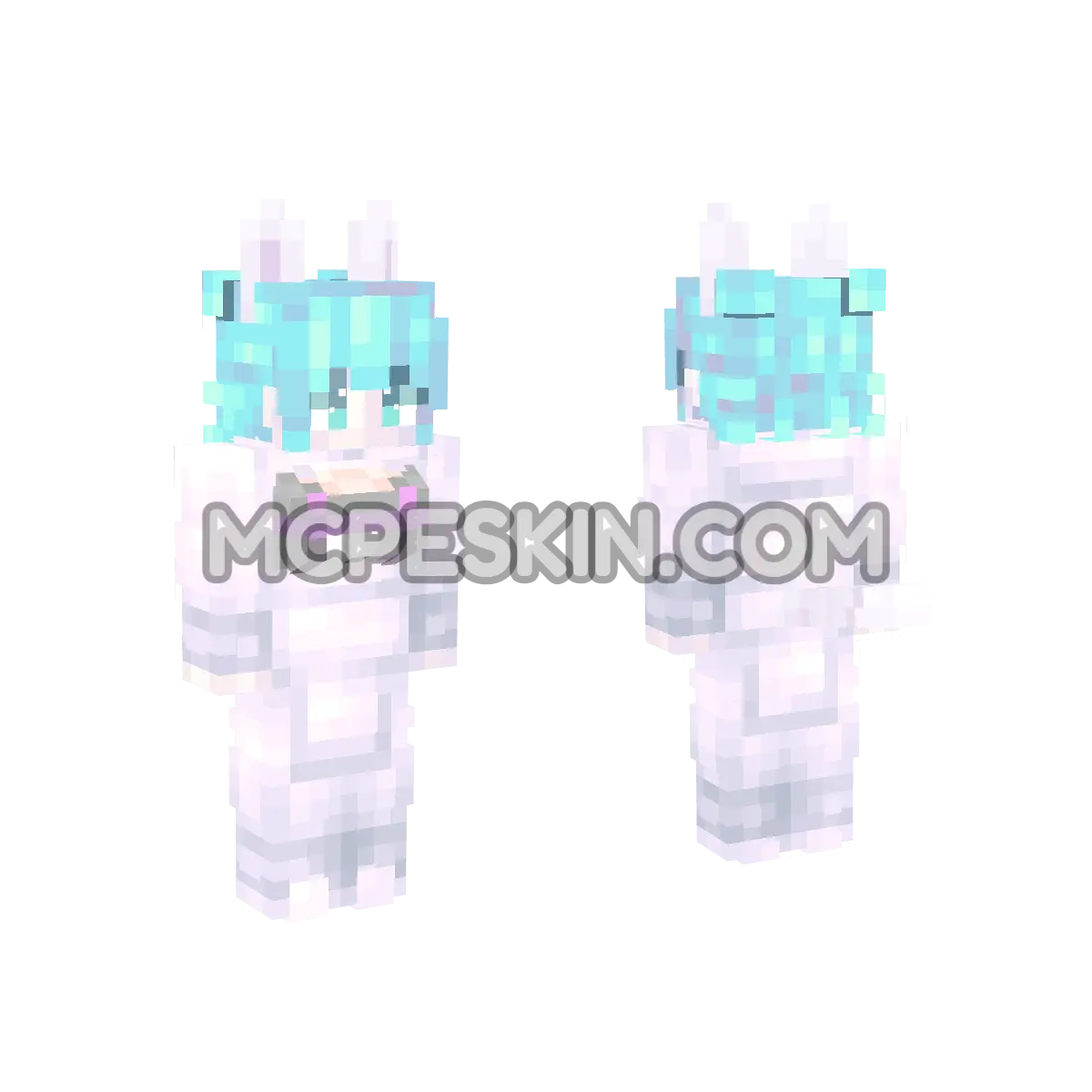 Jjk4 Anime Boy with Lavender Kitty Ears & Tail 4D Minecraft Bedrock skin