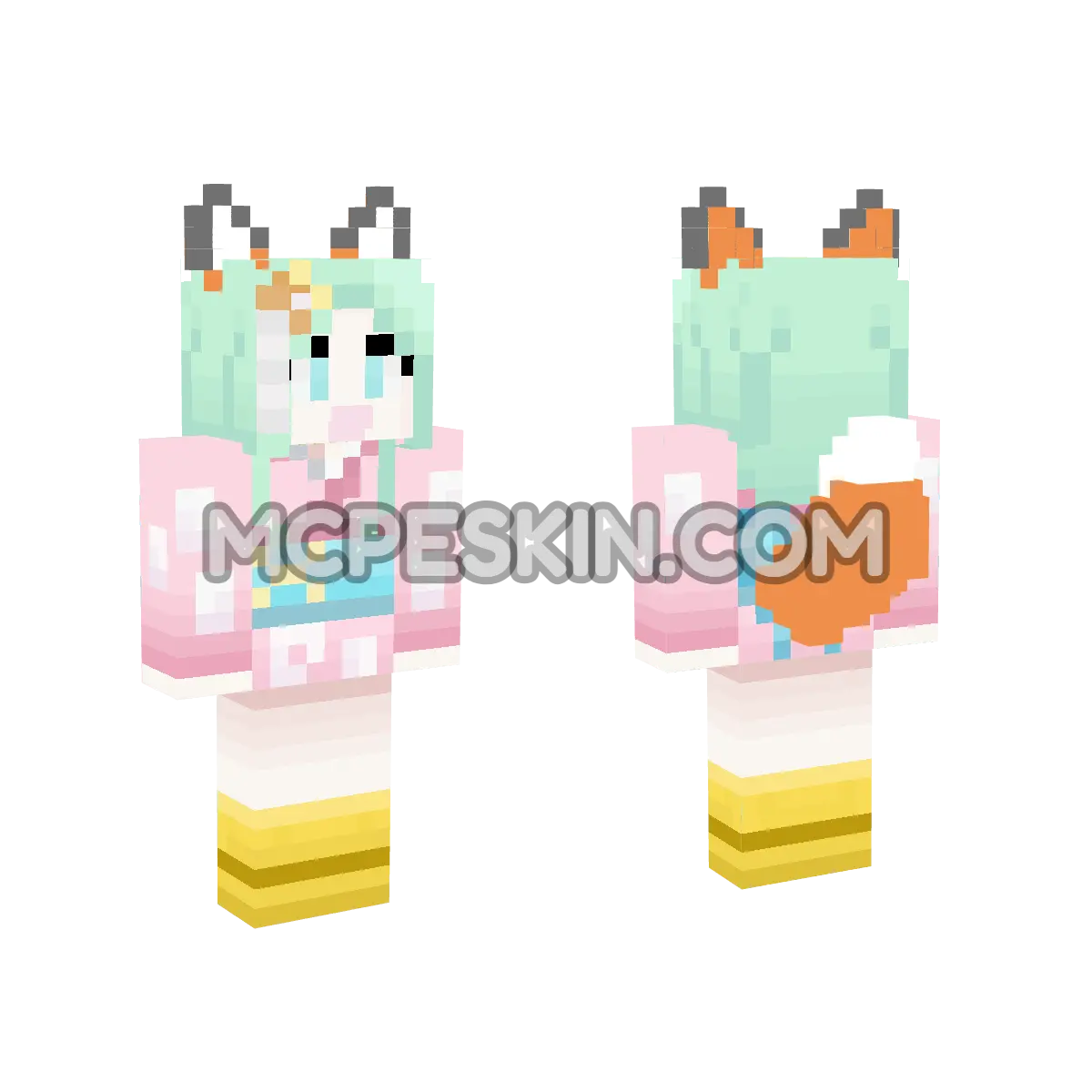 Kouzuki Toki with Orange Ears & Fluffy Tail 4D Minecraft Bedrock skin