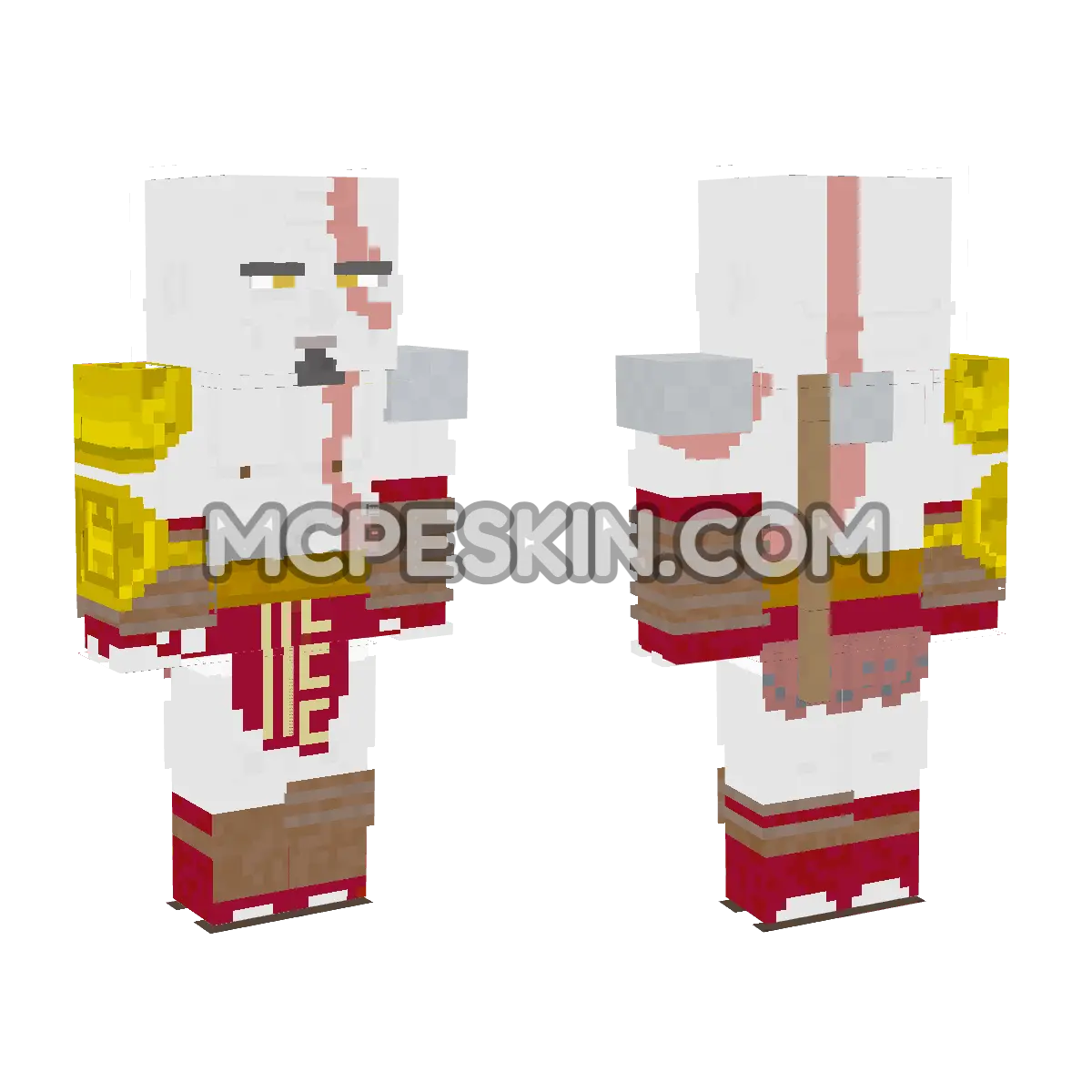 Kratos God War 2 4D Minecraft Bedrock skin