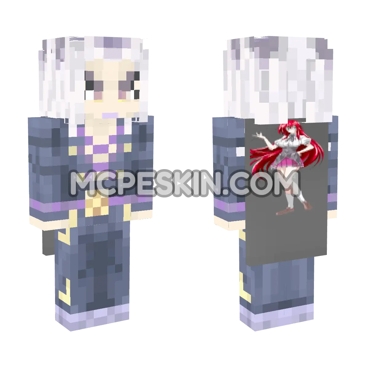 Leone Abbacchio with Anime Girl Cape 4D Minecraft Bedrock skin