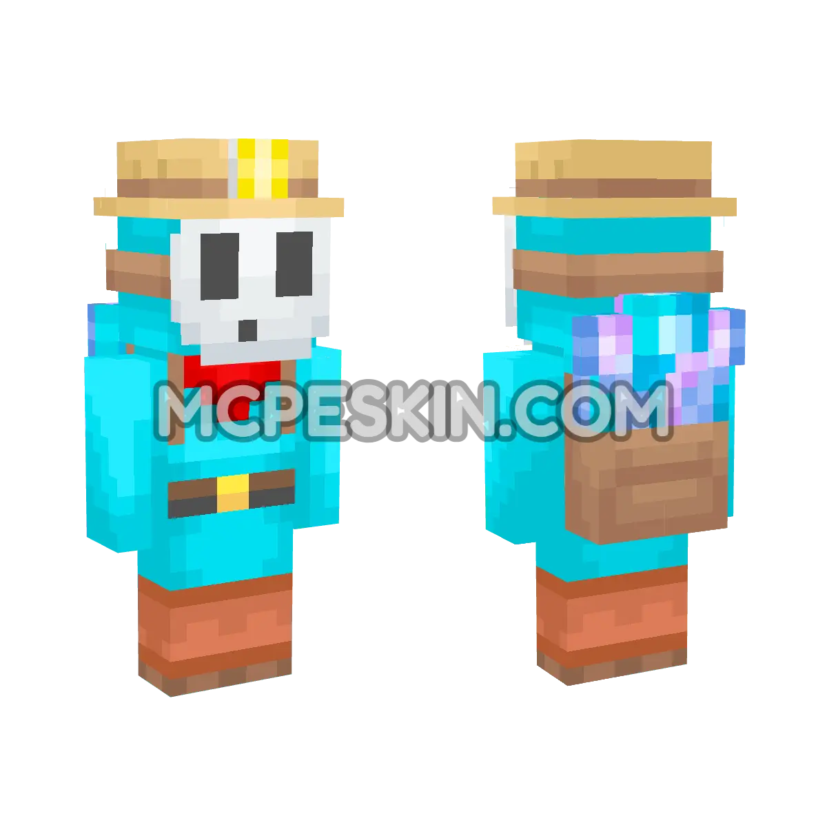 Light-blue Shy Guy (Explorer) 4D Minecraft Bedrock skin