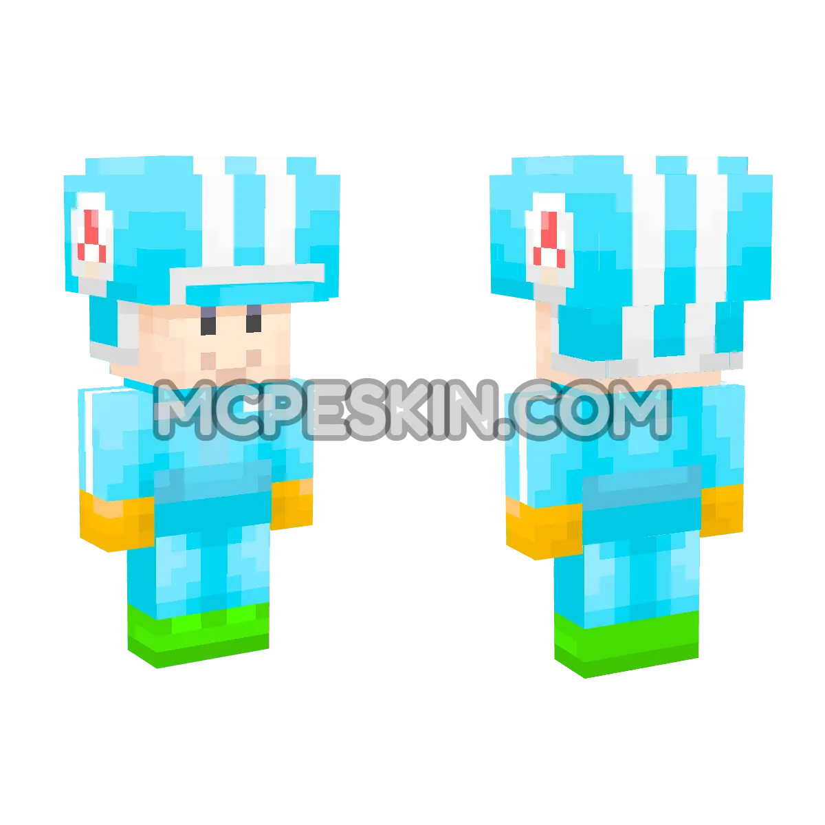 Light-blue Toad (Pit Crew) 4D Minecraft Bedrock skin