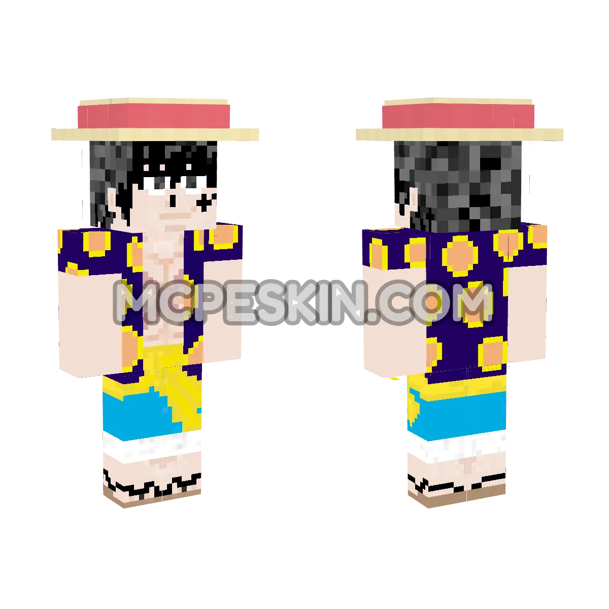 Luffy Hat 4D Minecraft Bedrock skin