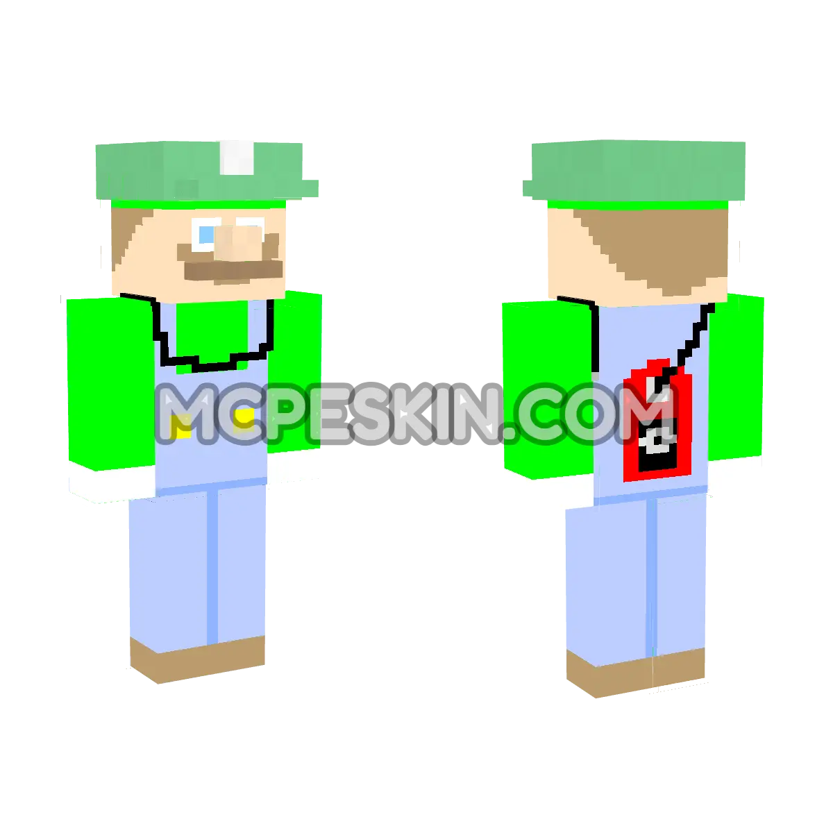 Luigi Super 4D Minecraft Bedrock skin