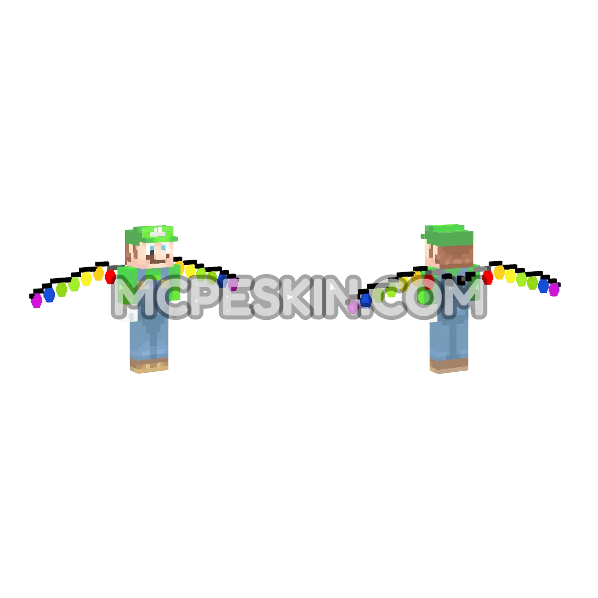 Luigi with Flandre Wing 4D Minecraft Bedrock skin