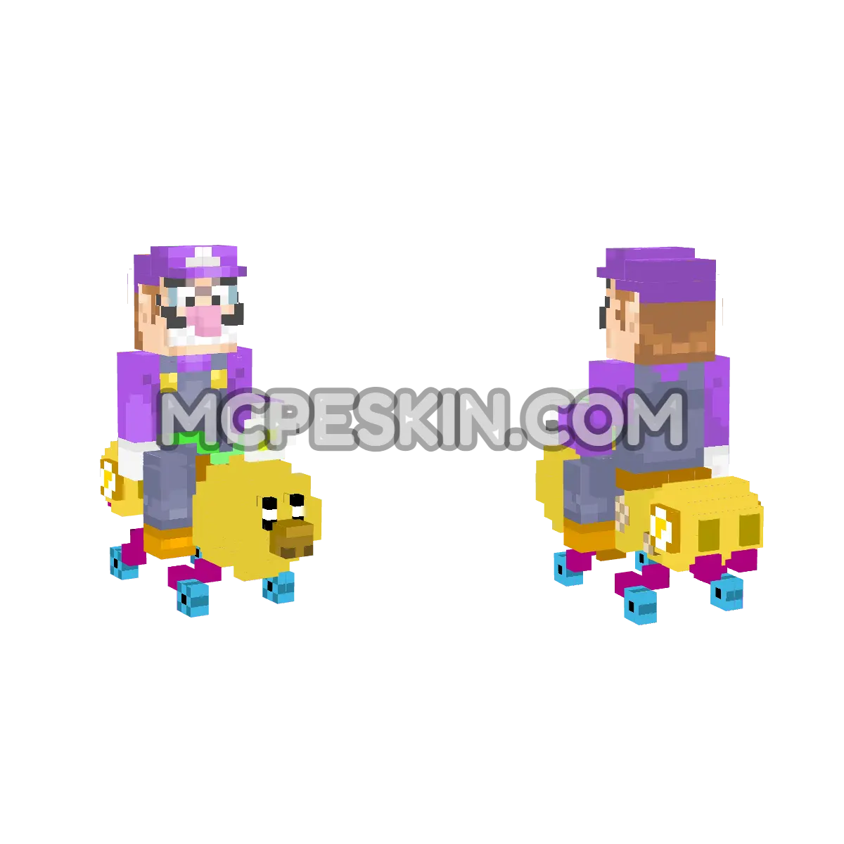 Mario Kart 8 Deluxe: Waluigi with Wild Wiggler 4D Minecraft Bedrock skin