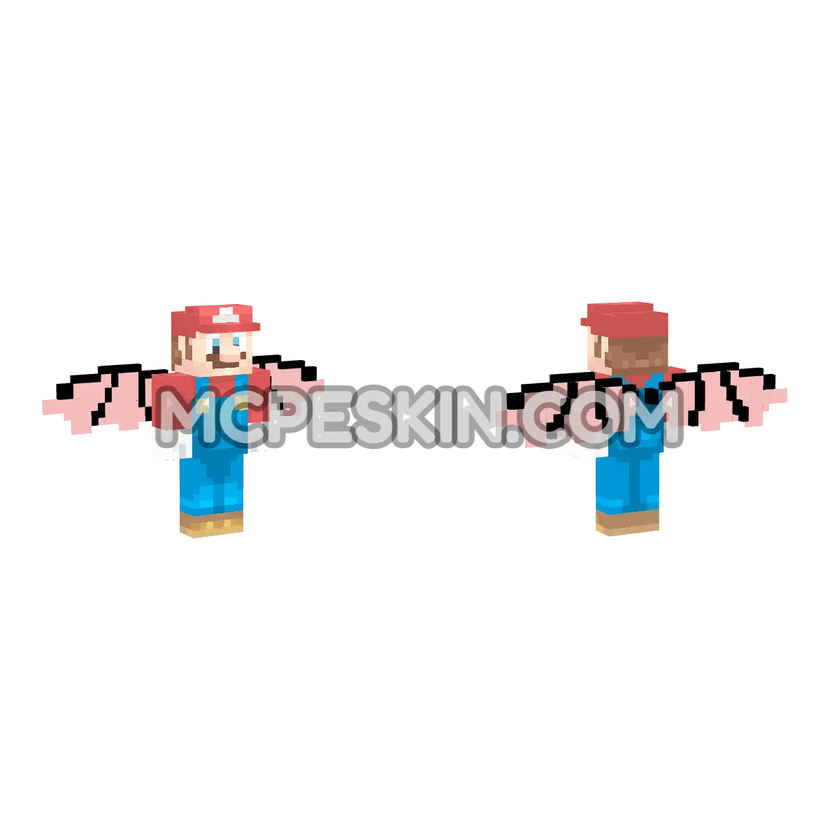 Mario with Lemilia Wing 4D Minecraft Bedrock skin