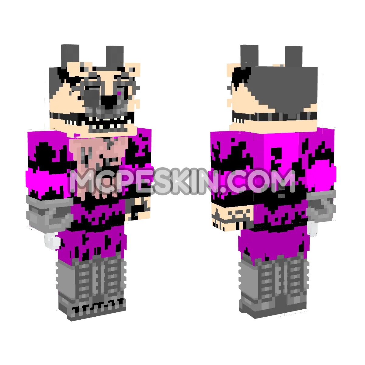Nightmare Foxy 4D Minecraft Bedrock skin