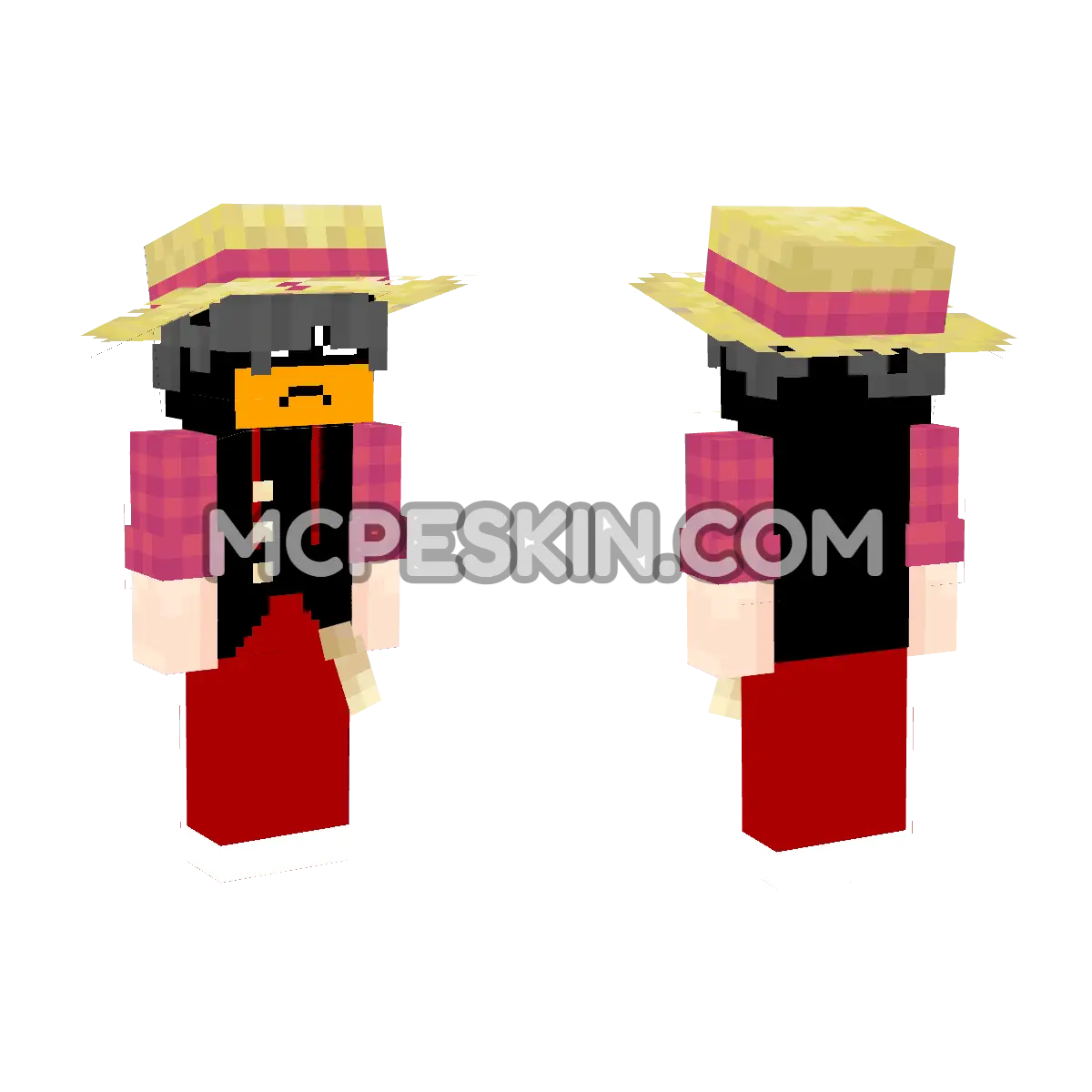 Or Exe Sprunki with Pirate Straw Hat 4D Minecraft Bedrock skin