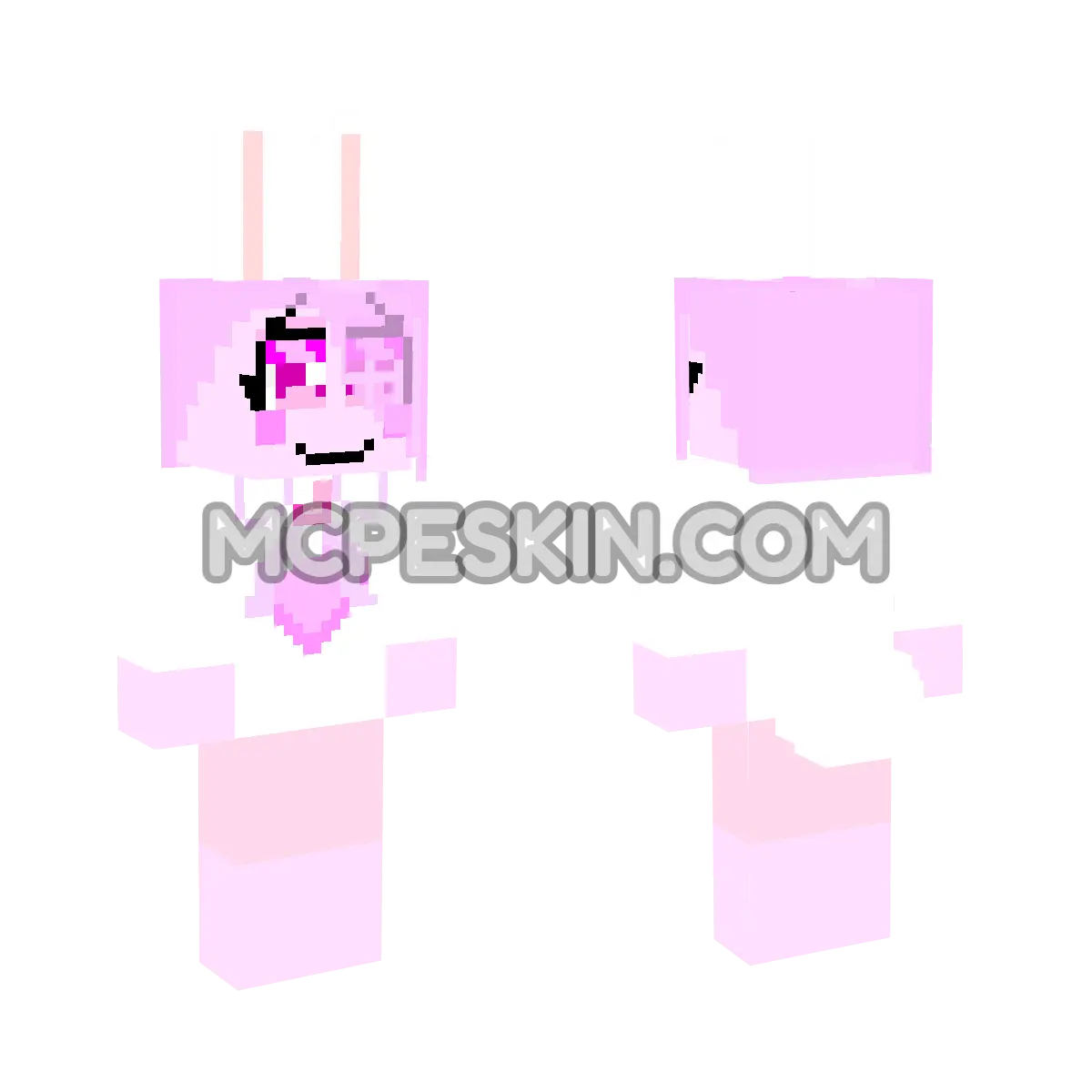 Pink Heart Outfit with Bunny Ears 4D Minecraft Bedrock skin