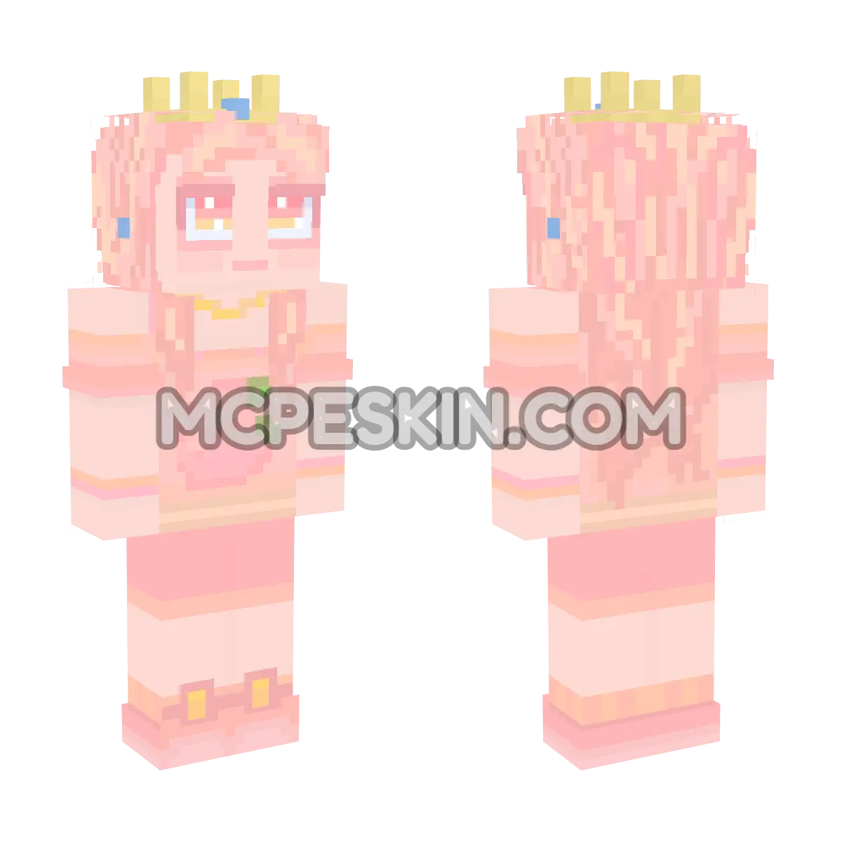 Princess Peach Girl 4D Minecraft Bedrock skin