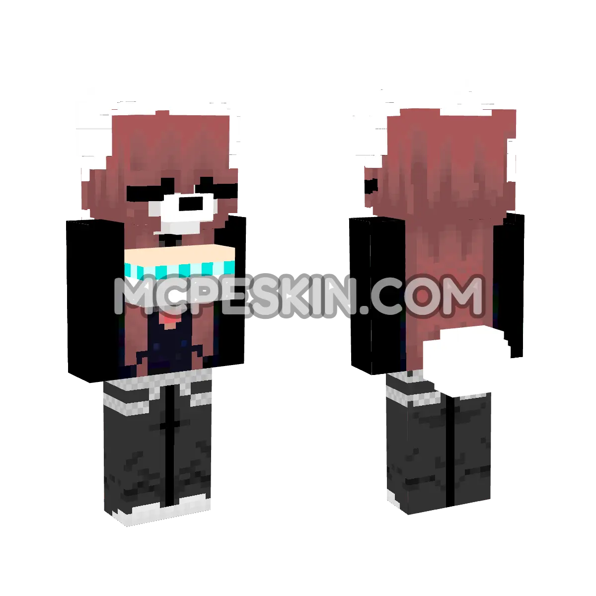 Red Haired Girl with White Bunny Hood 4D Minecraft Bedrock skin