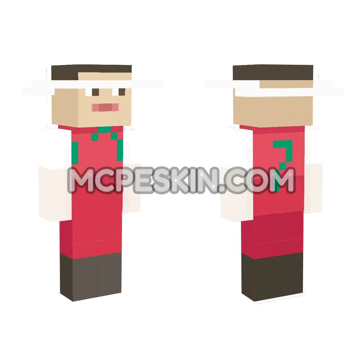 Ronaldo Footballer with White Wide-Brim Hat 4D Minecraft Bedrock skin