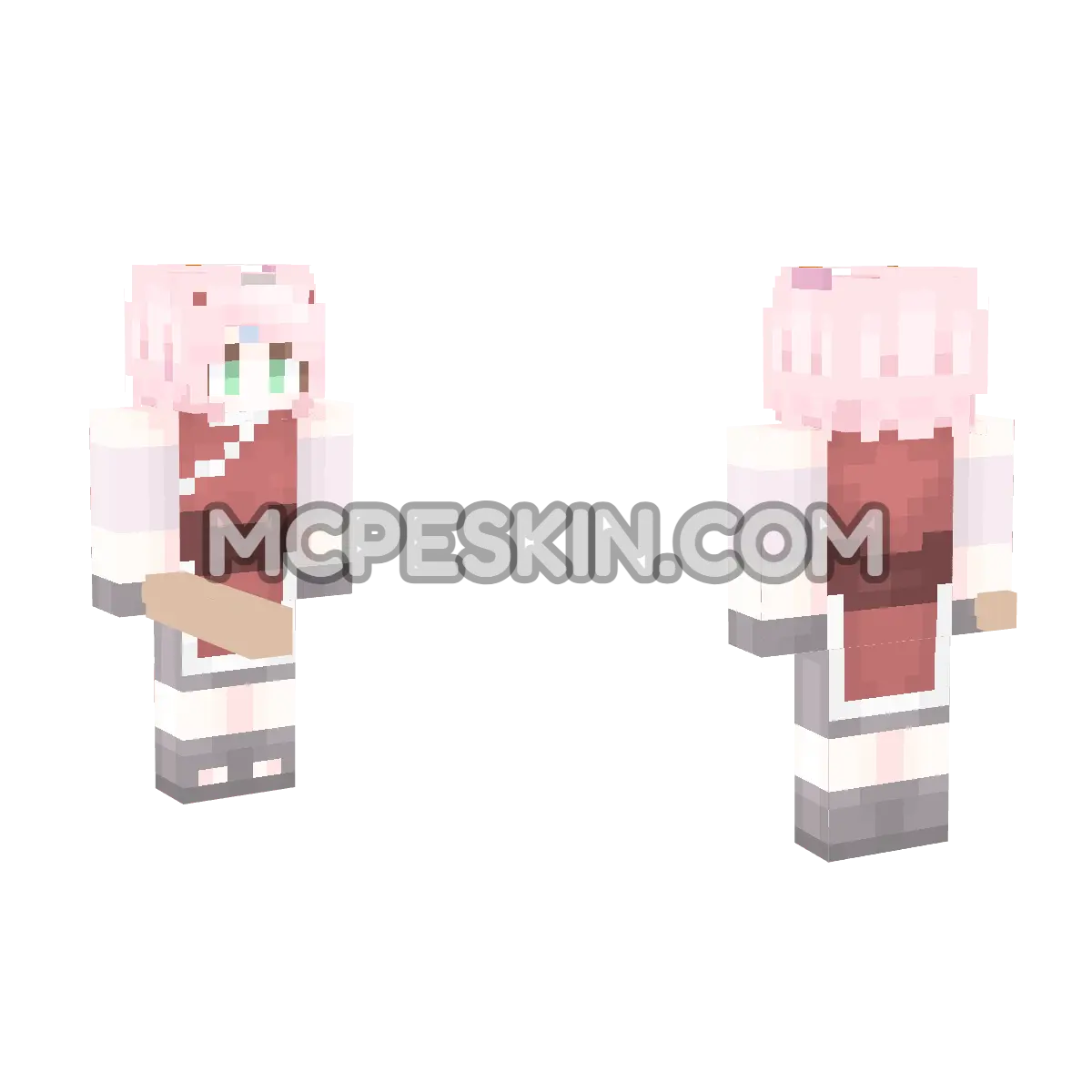 Sakura Outfit with Granny Bun & Glasses 4D Minecraft Bedrock skin