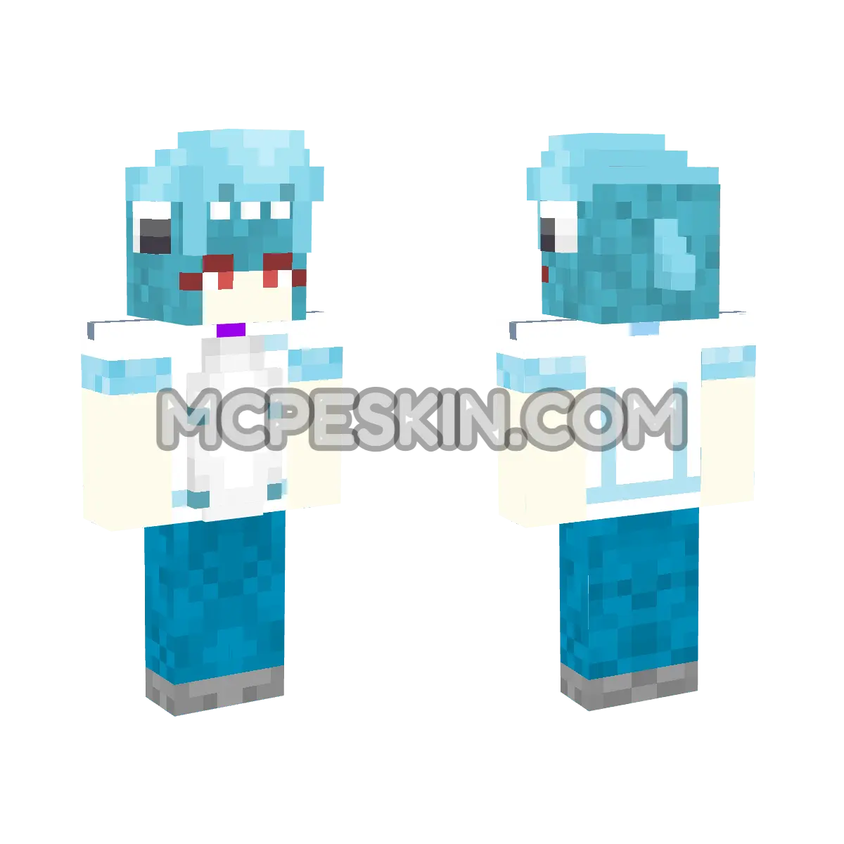 Shinji Kagurazaka with Shark Onesie 4D Minecraft Bedrock skin