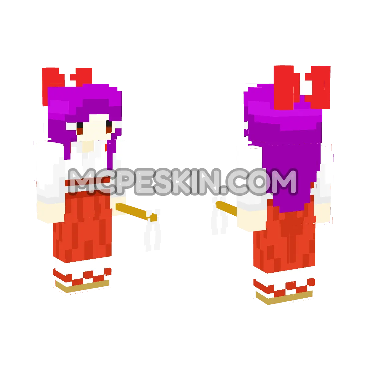 Touhou 1: Reimu Hakurei 4D Minecraft Bedrock skin