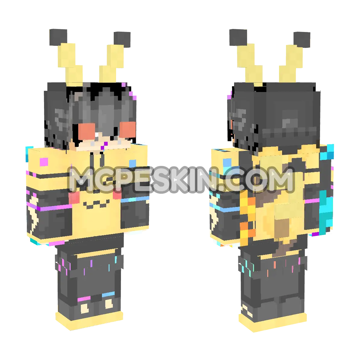 Water Fire Pikachu 4D Minecraft Bedrock skin
