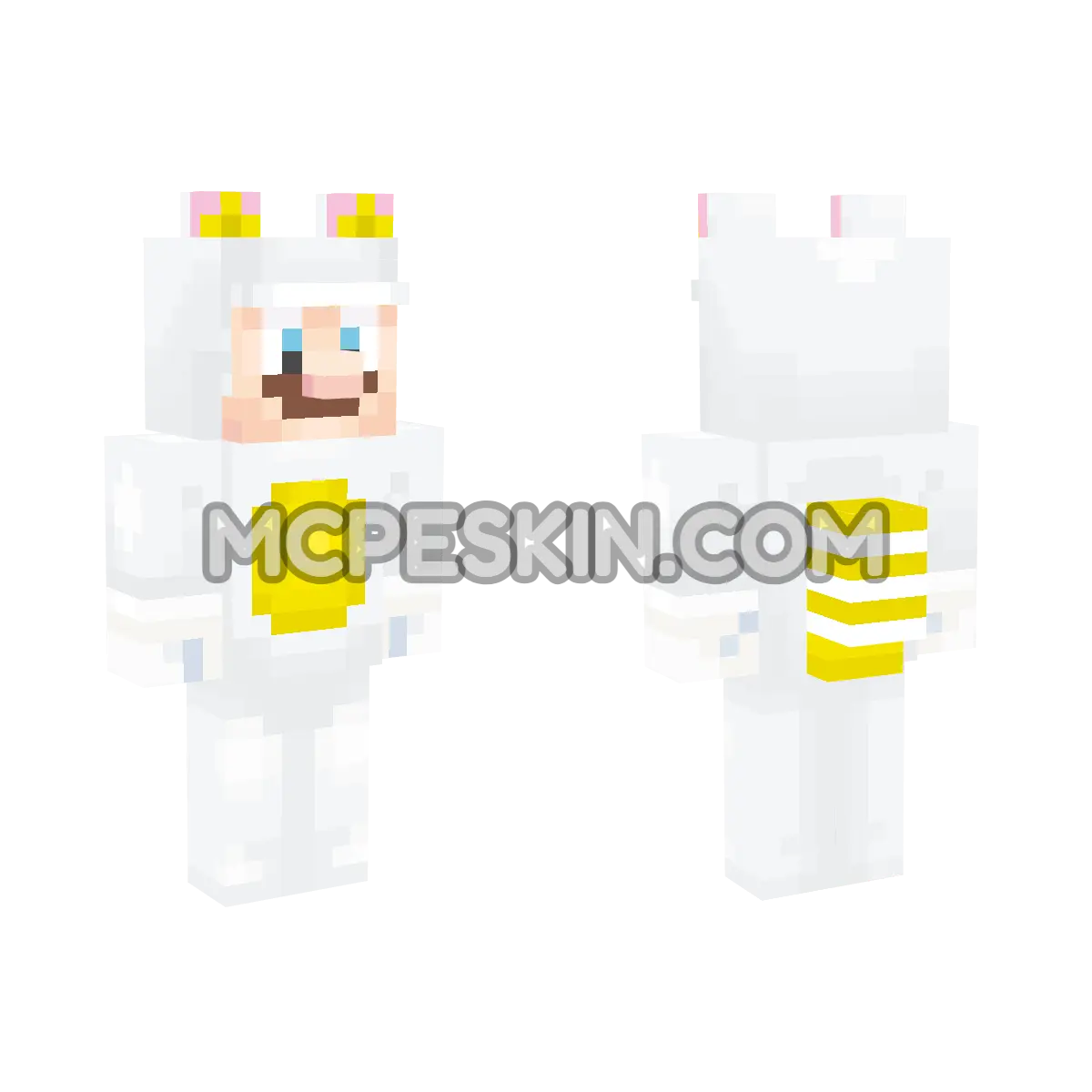 White Tanooki Mario 4D Minecraft Bedrock skin